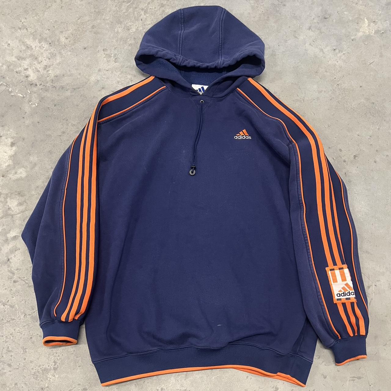 Vintage Adidas Hoodie Blue and orange color way