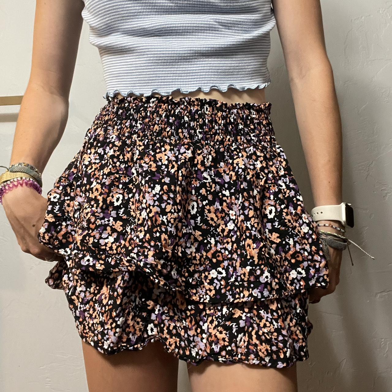 Forever 21 Mini ruffled skirt with floral pattern. Depop