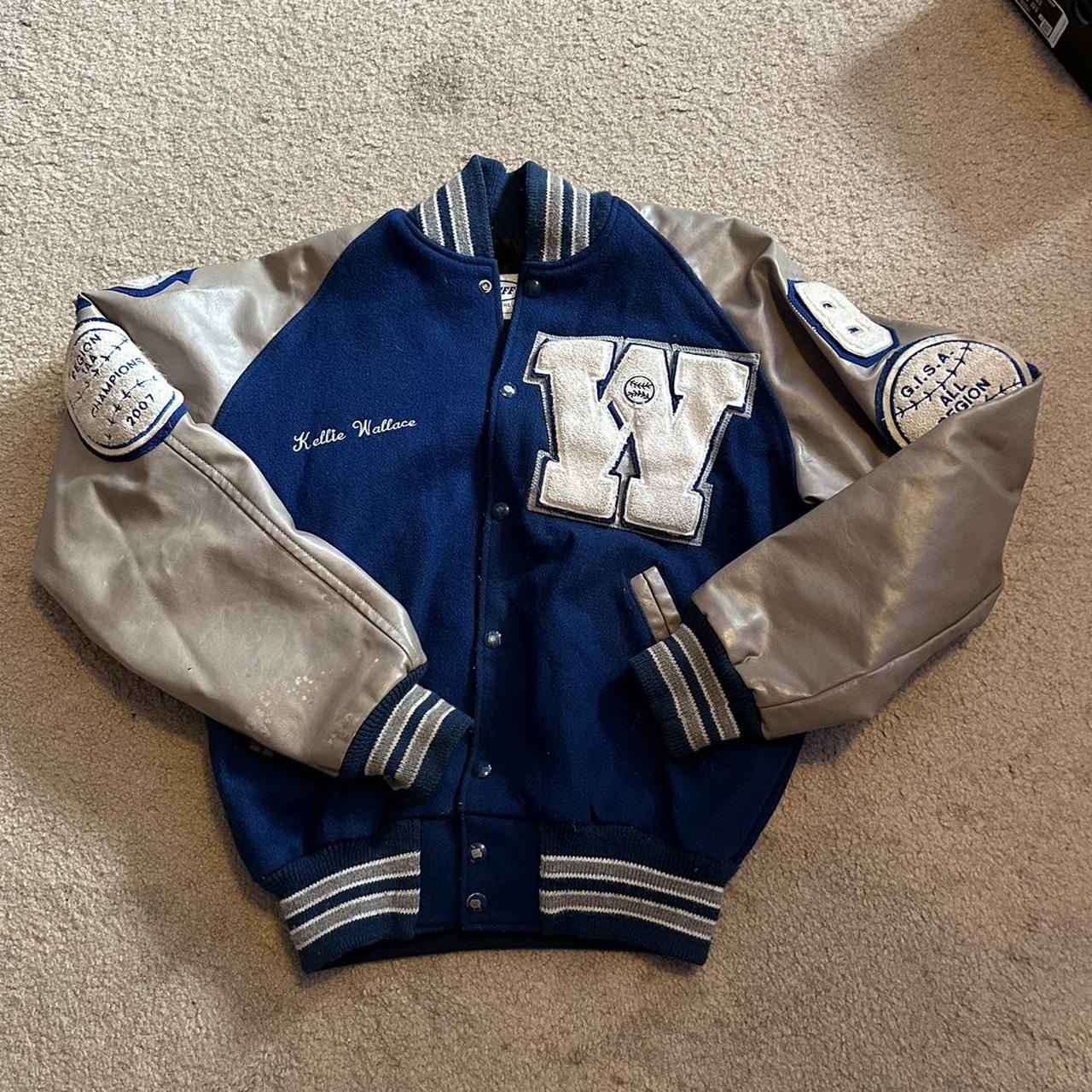 Men's White and Blue Jacket