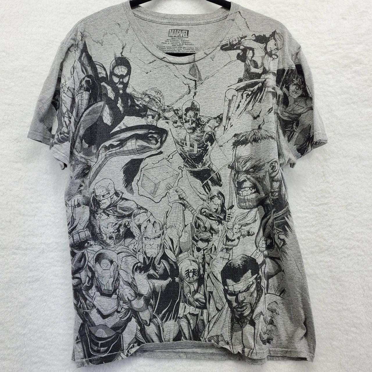 Marvel Superheroes All Over Graphic T Shirt Mens... - Depop