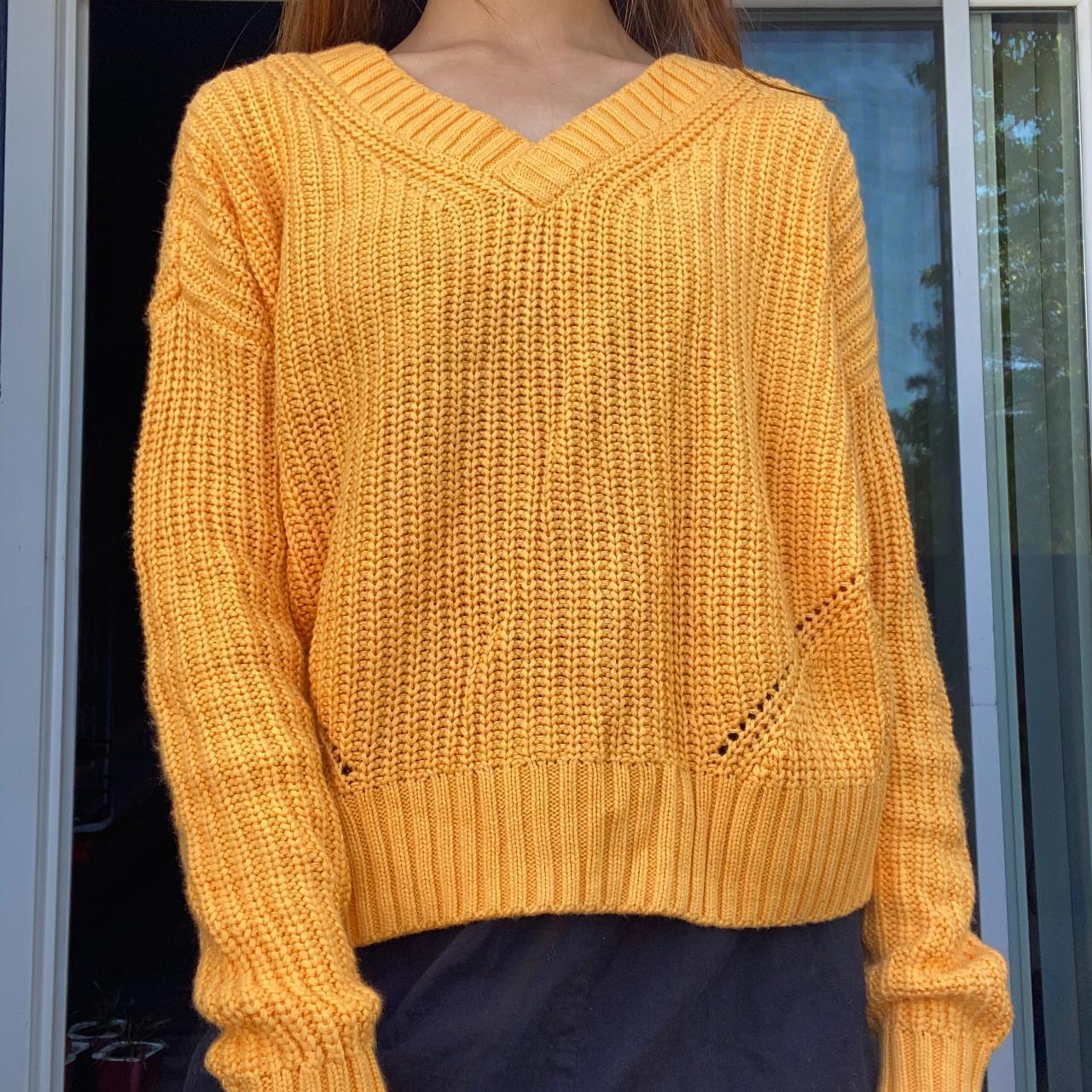 NWT Hollister V Neck Yellow Knit Sweater color Depop