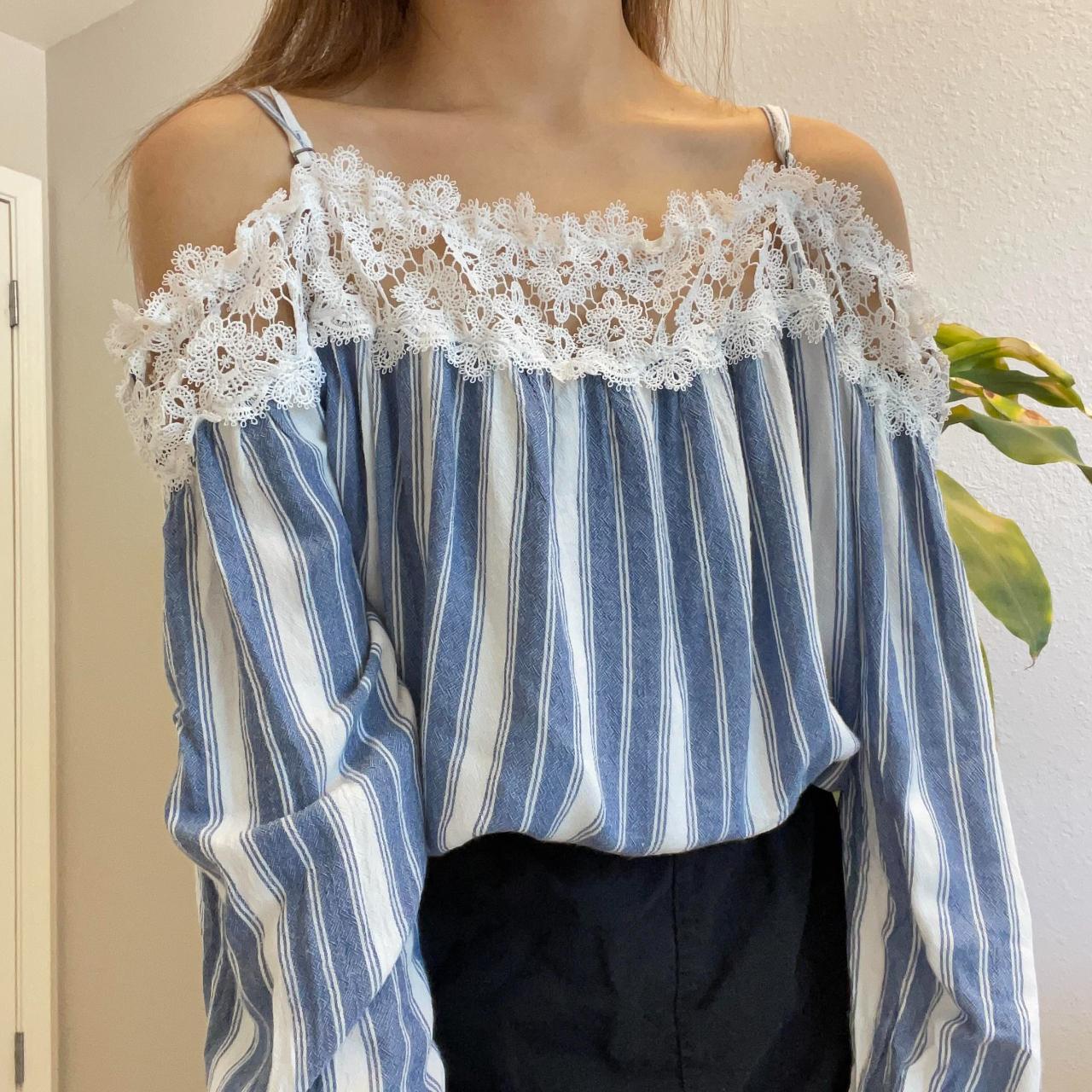 Hollister striped off the shoulder clearance top