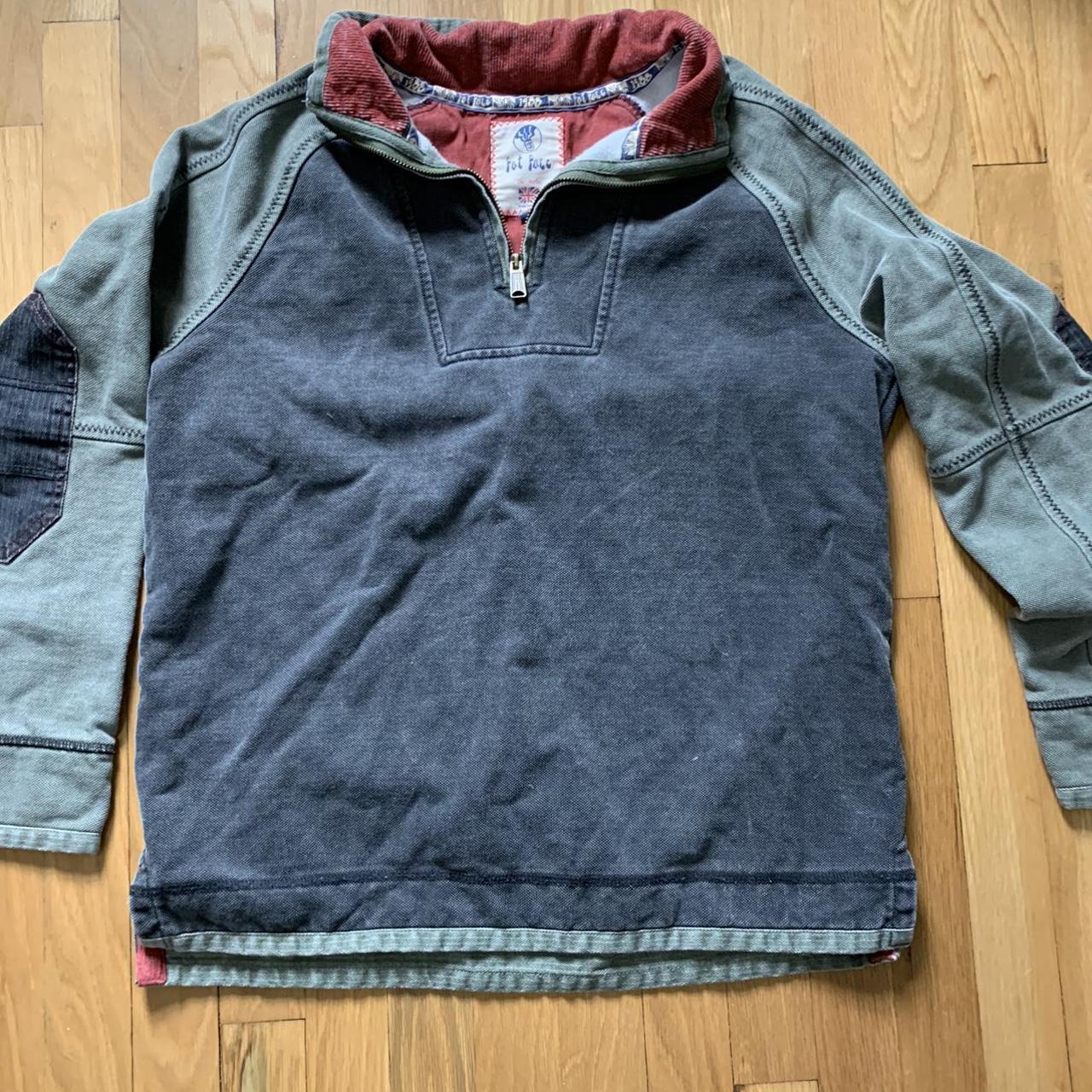 Fat face quarter zip up Navy Blue and green with a... Depop