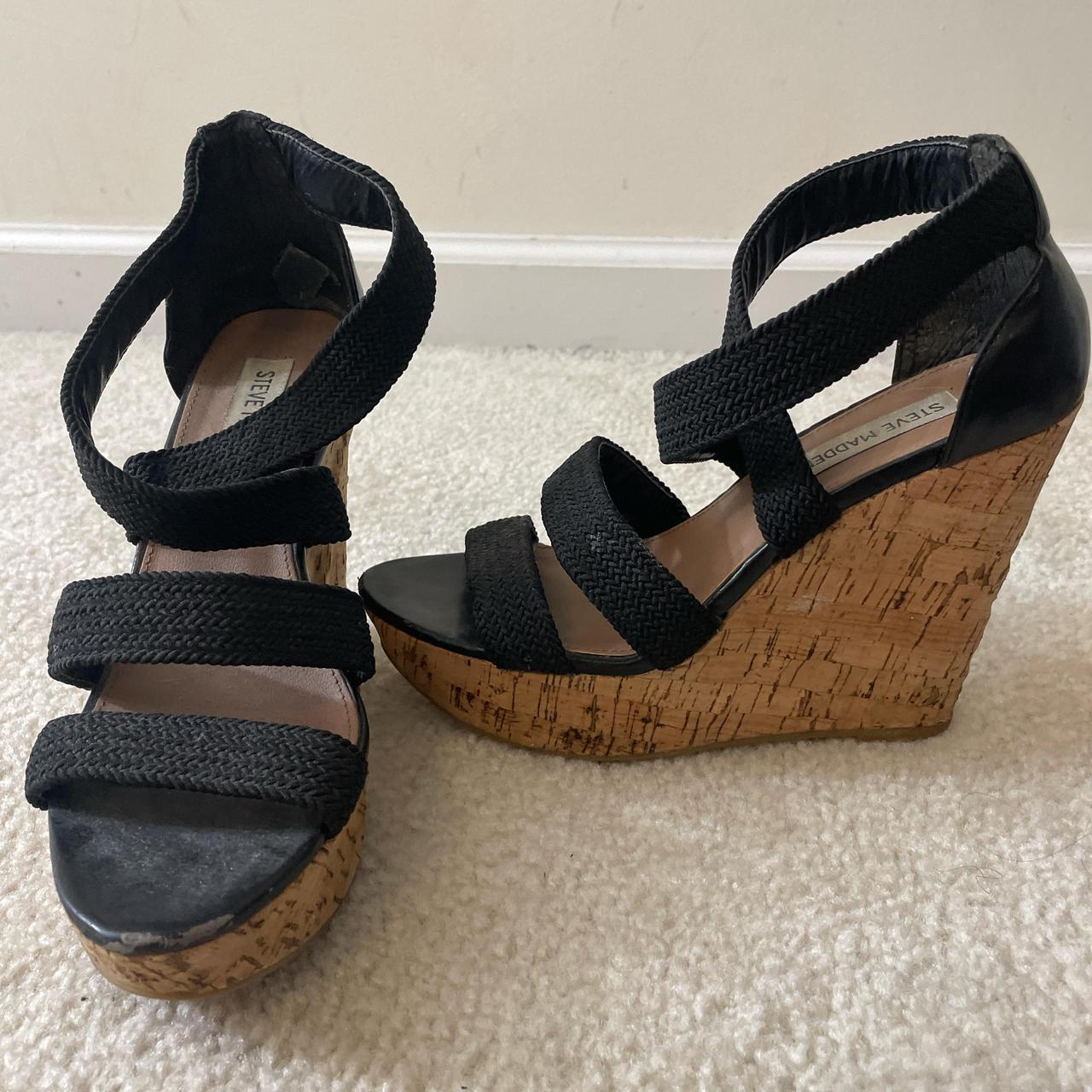 Fun summer black wedge heels Steve Madden Depop