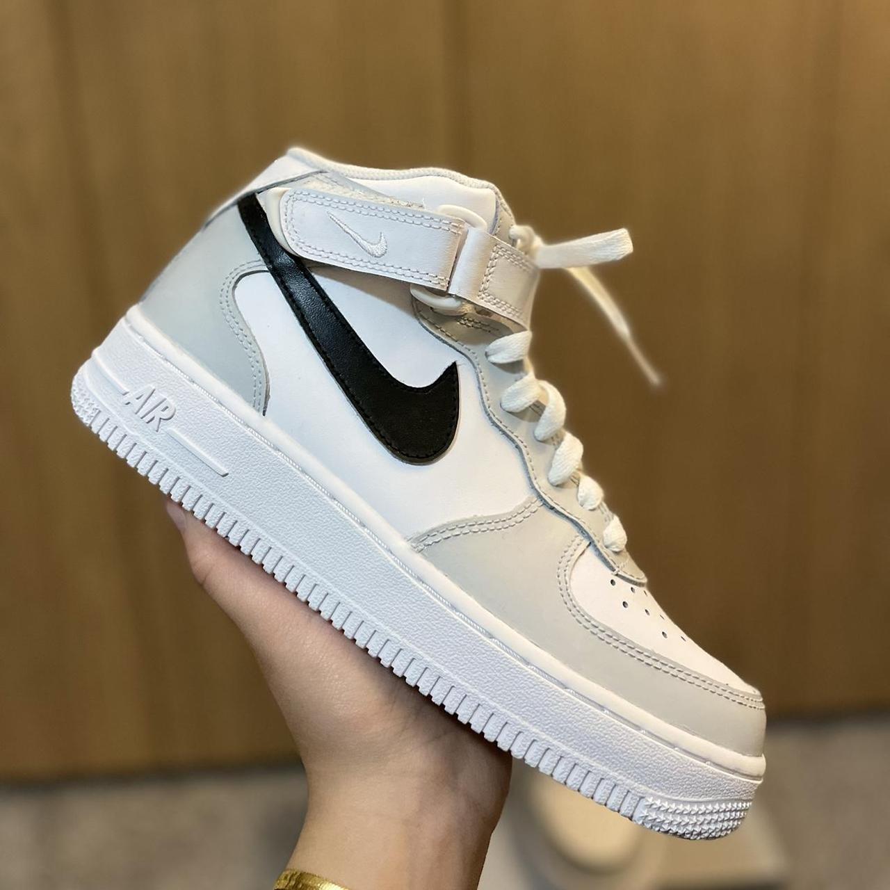 Custom Air Force 1 Mid Light Grey and Black 