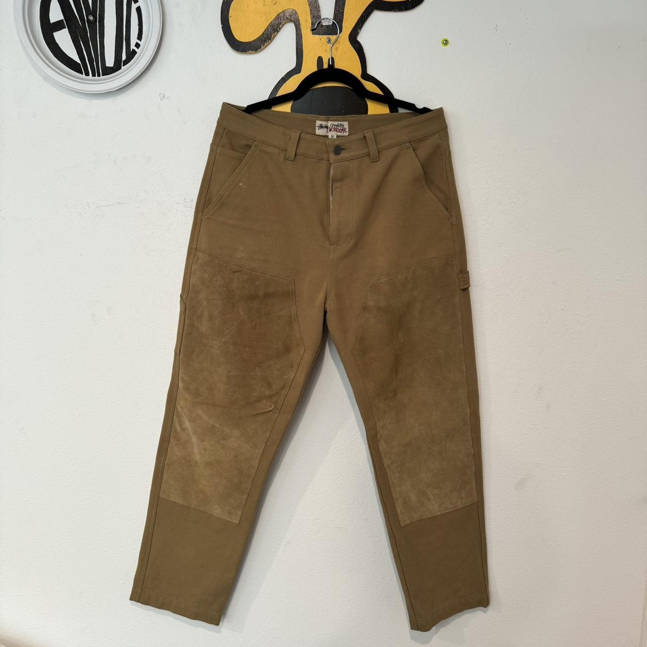 Stussy Workwear Double Knee Leather Suede Pants - 32x32 | Depop