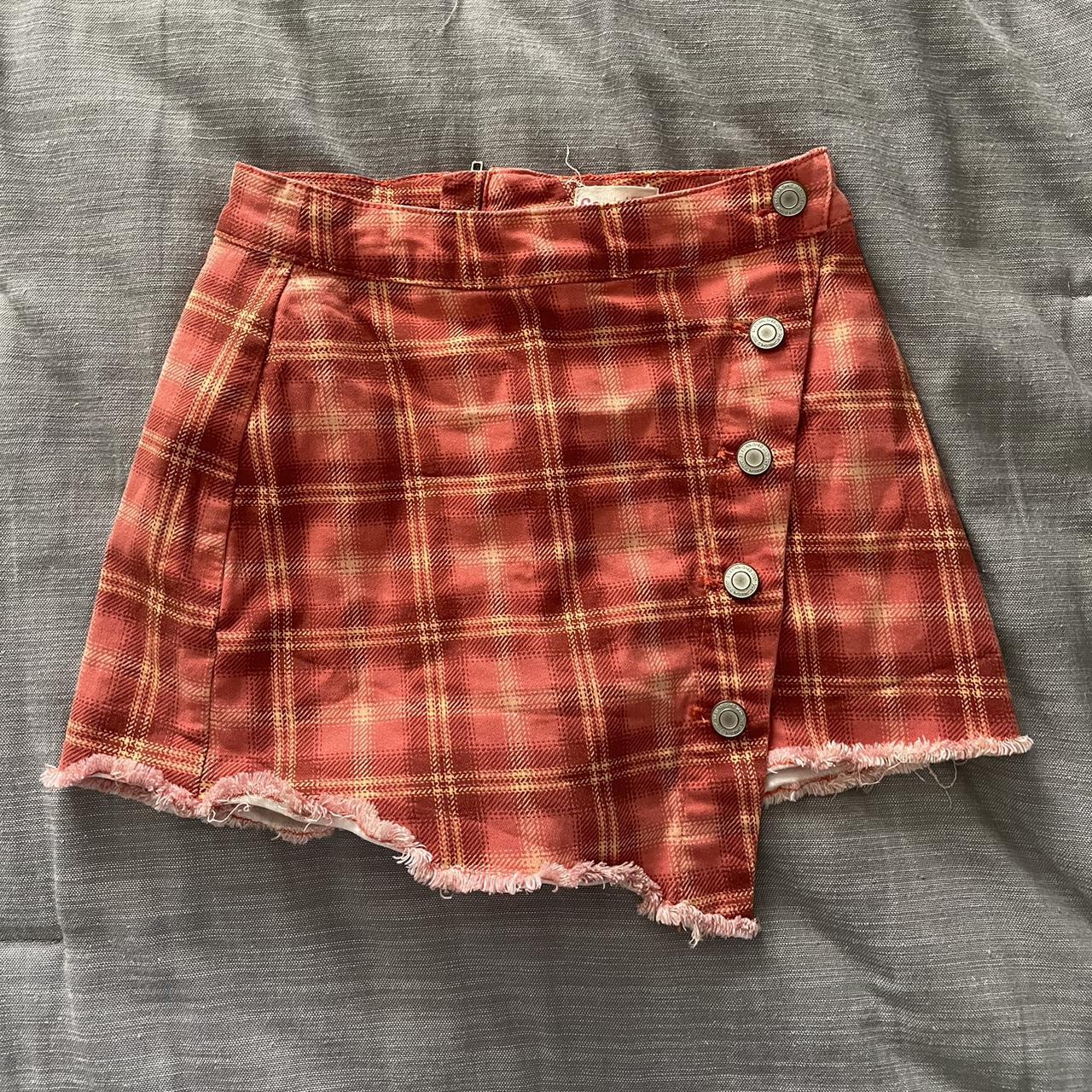 - cutest plaid skort (skirt in the front, shorts in... - Depop