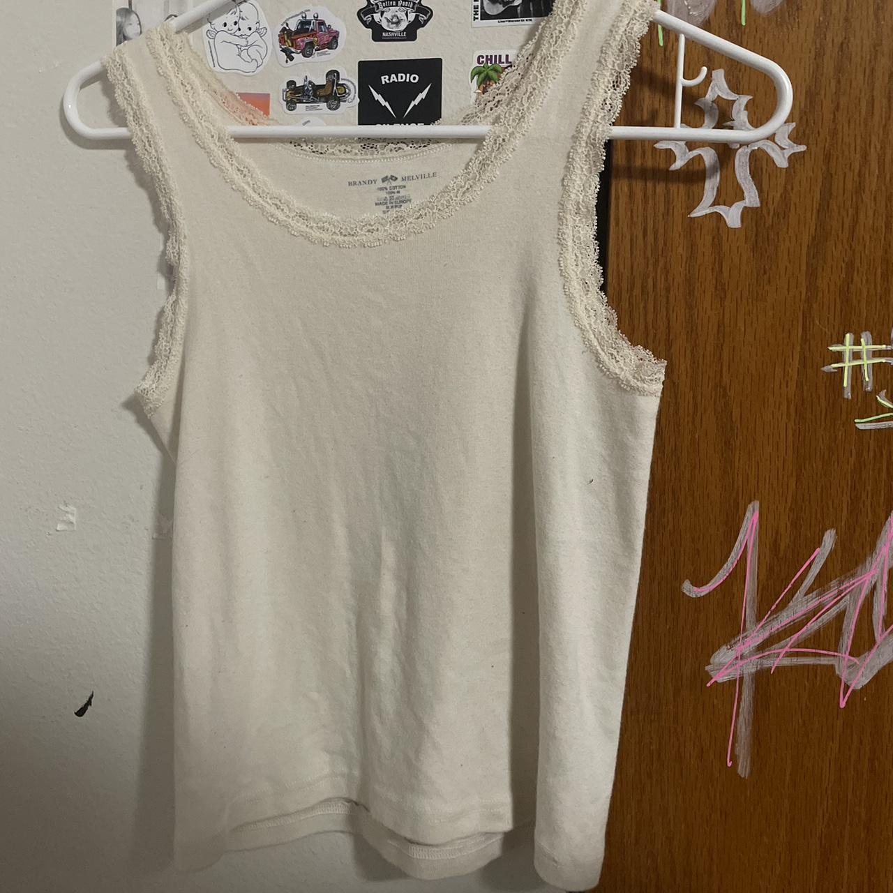 brandy melville ronnie rib lace tank in perfect... Depop