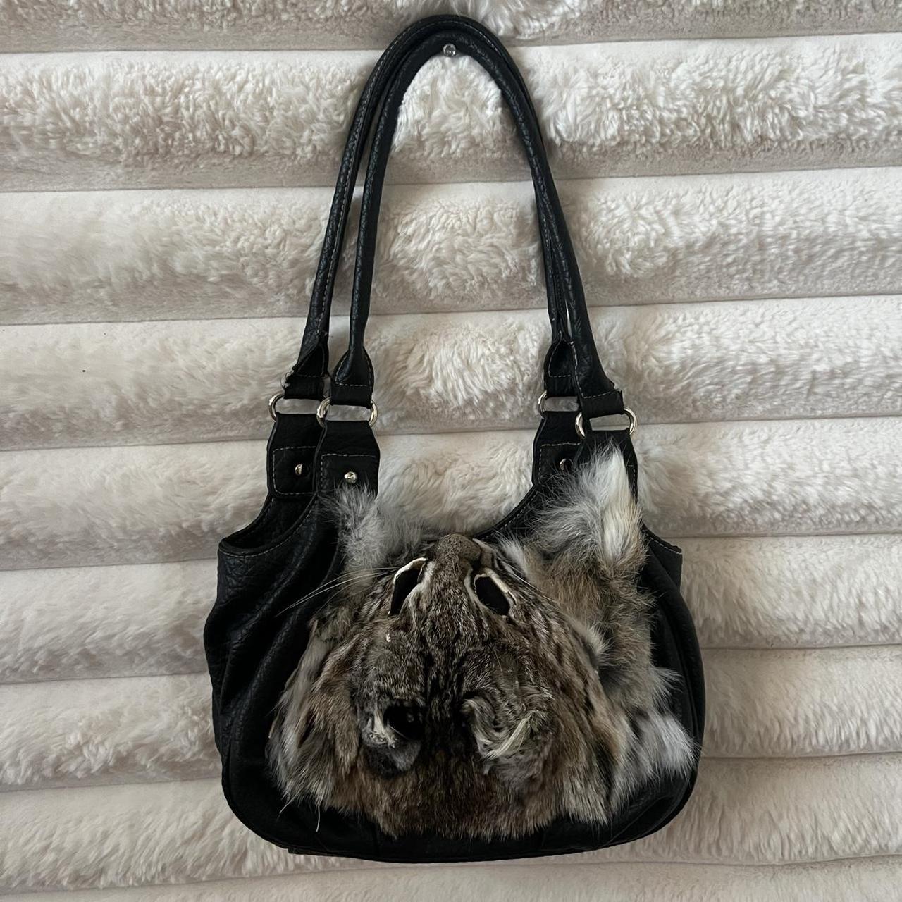 oddity bobcat face pelt rabbit fur shoulder... | Depop