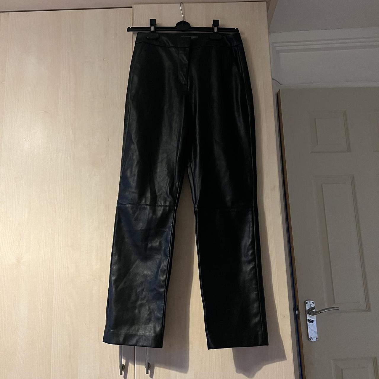 Black faux leather trousers 🖤 really lovely quality... - Depop