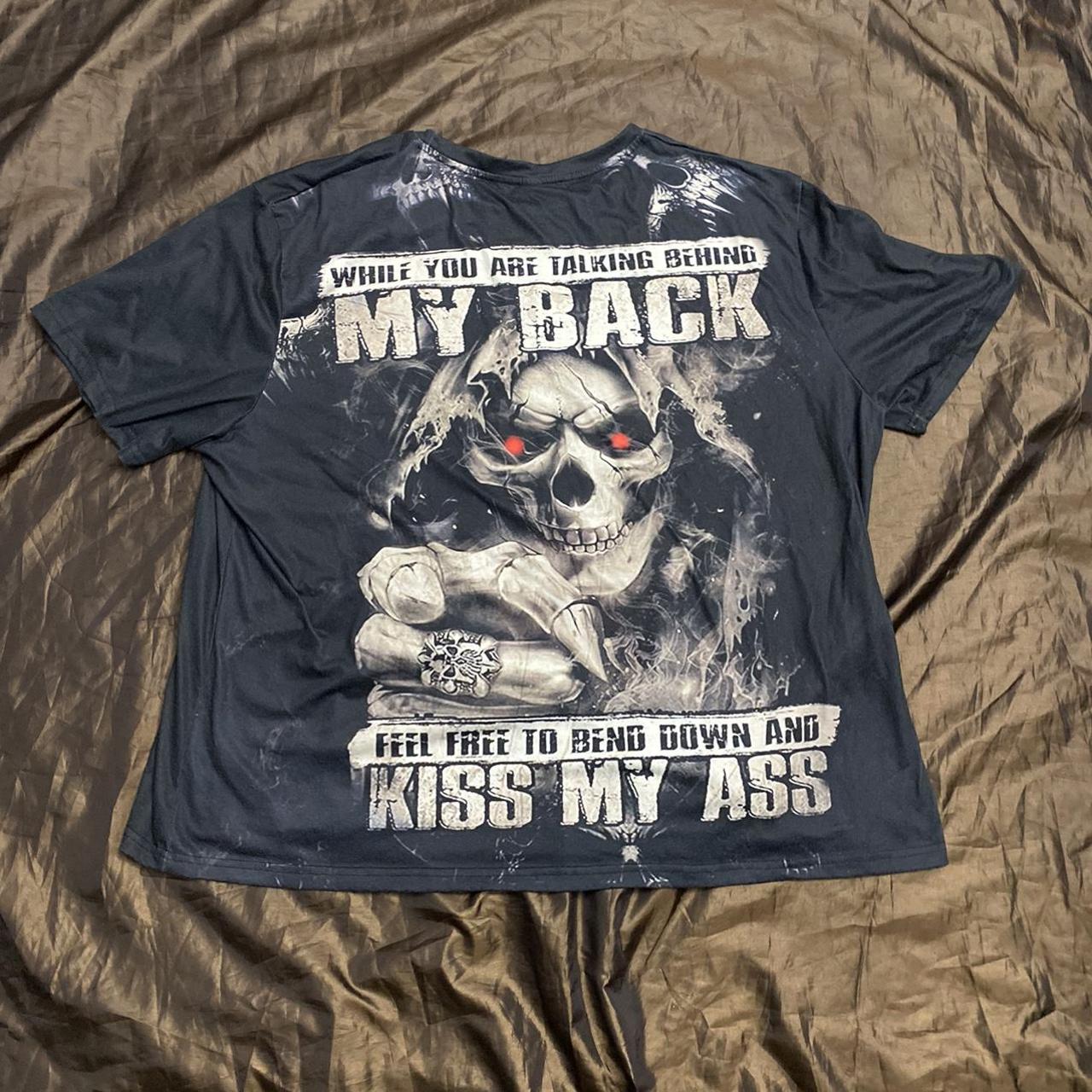 Y2K BAD ASS SKULL MEME PRINT SHIRT CRAZY FIND SO... - Depop