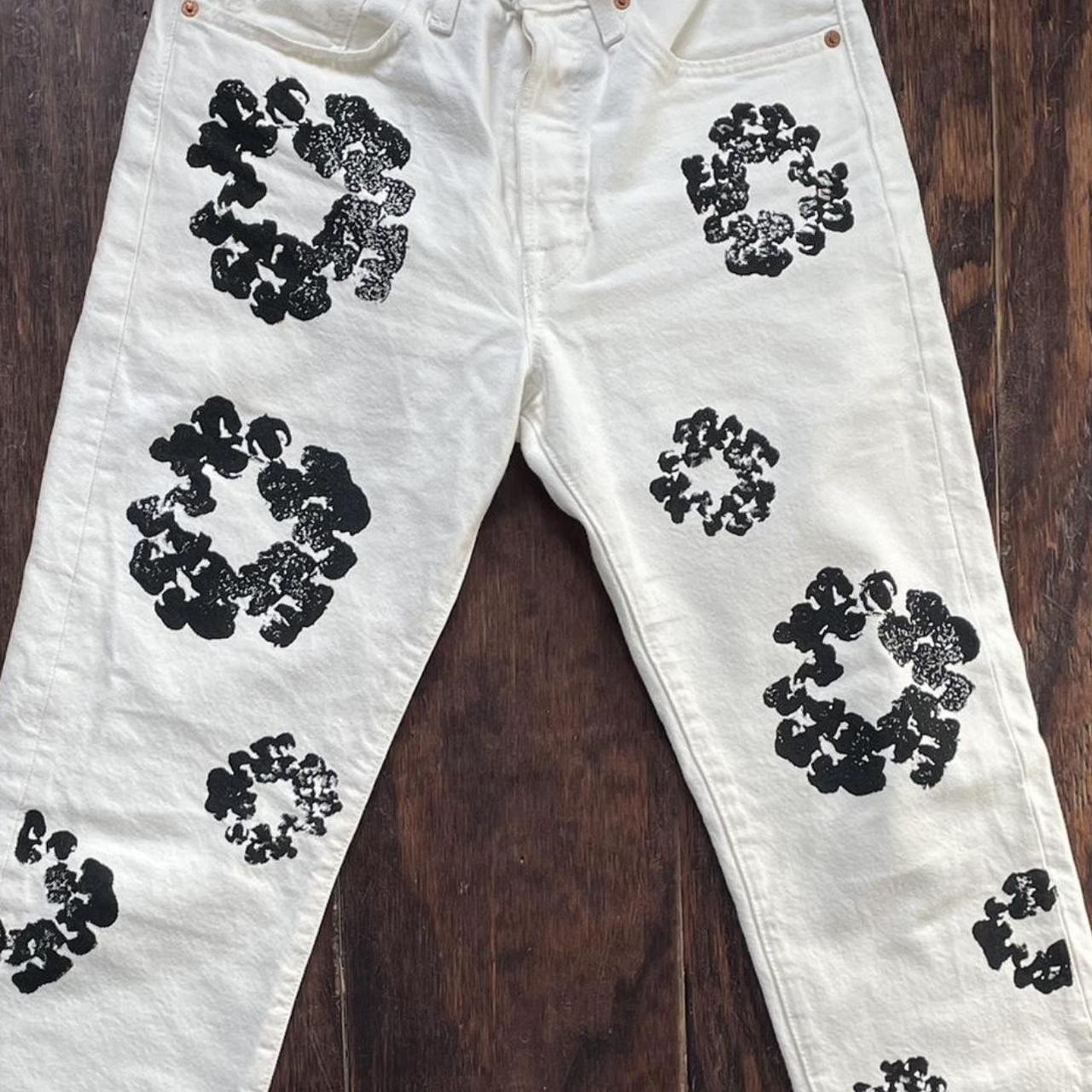 White Denim Tears jeans. fits mens & women's. for | Depop