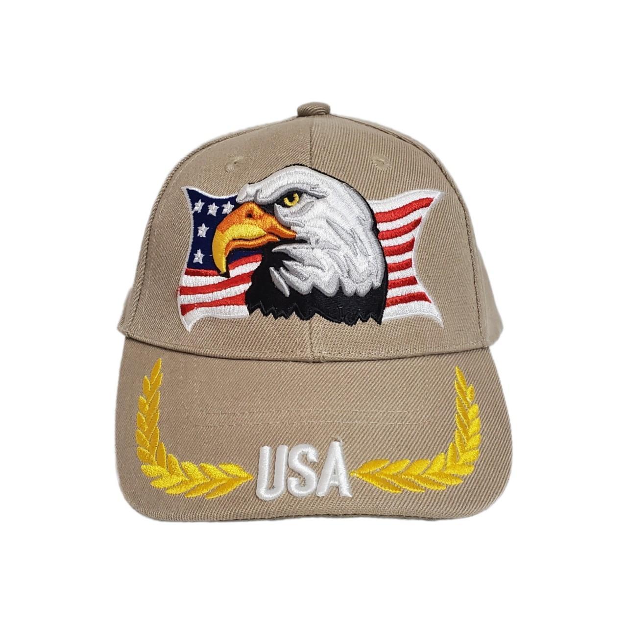 Tan American flag bald eagle embroidered... - Depop