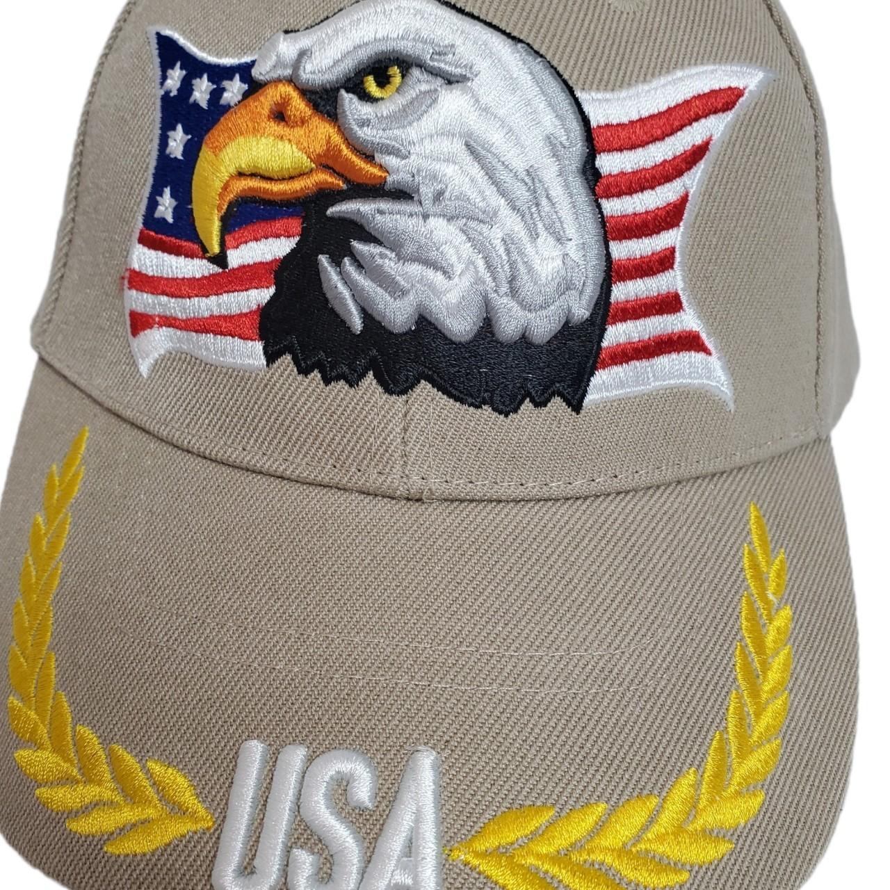 Tan American flag bald eagle embroidered... - Depop