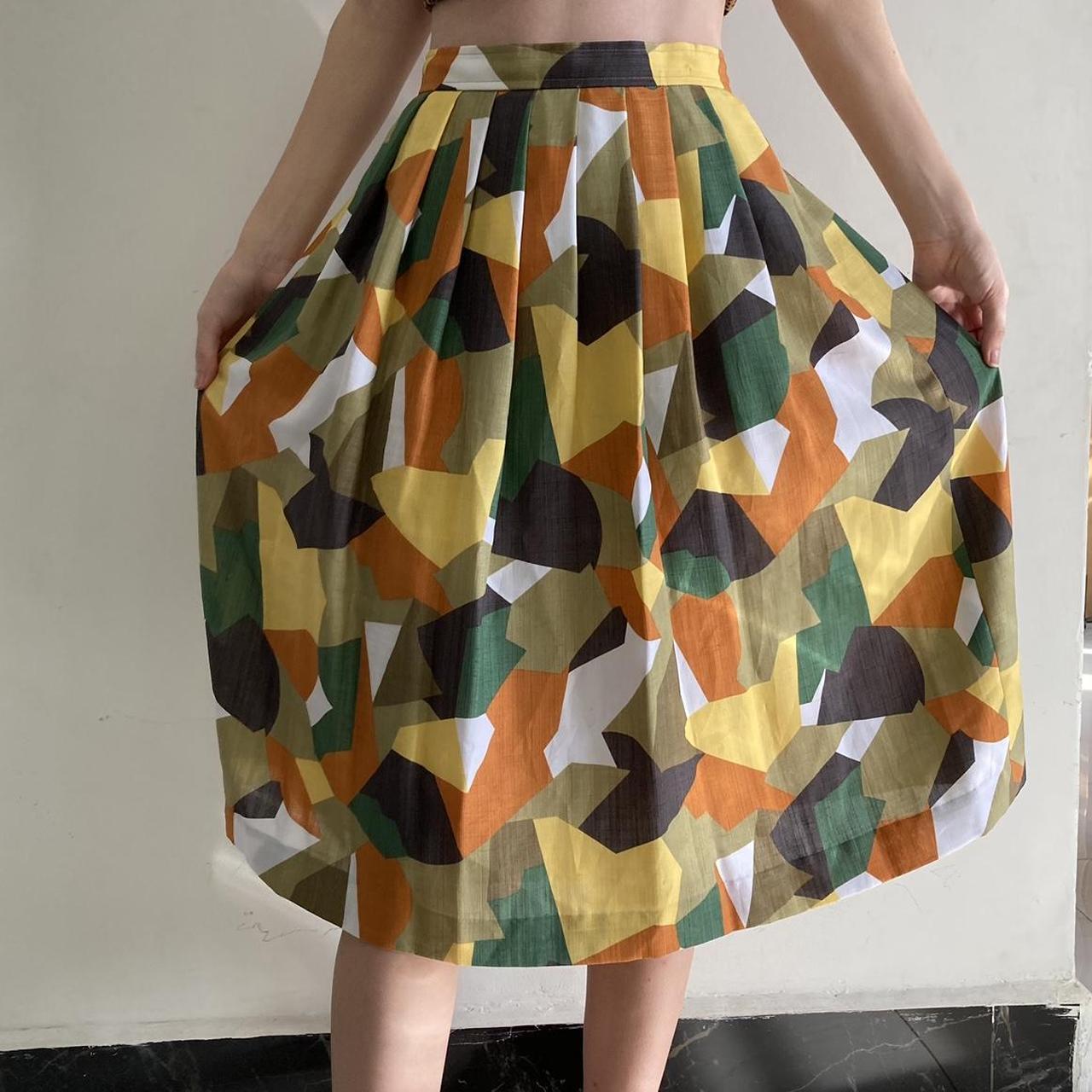 Ladies colourful pleated skirt from Japan Size 9. Depop