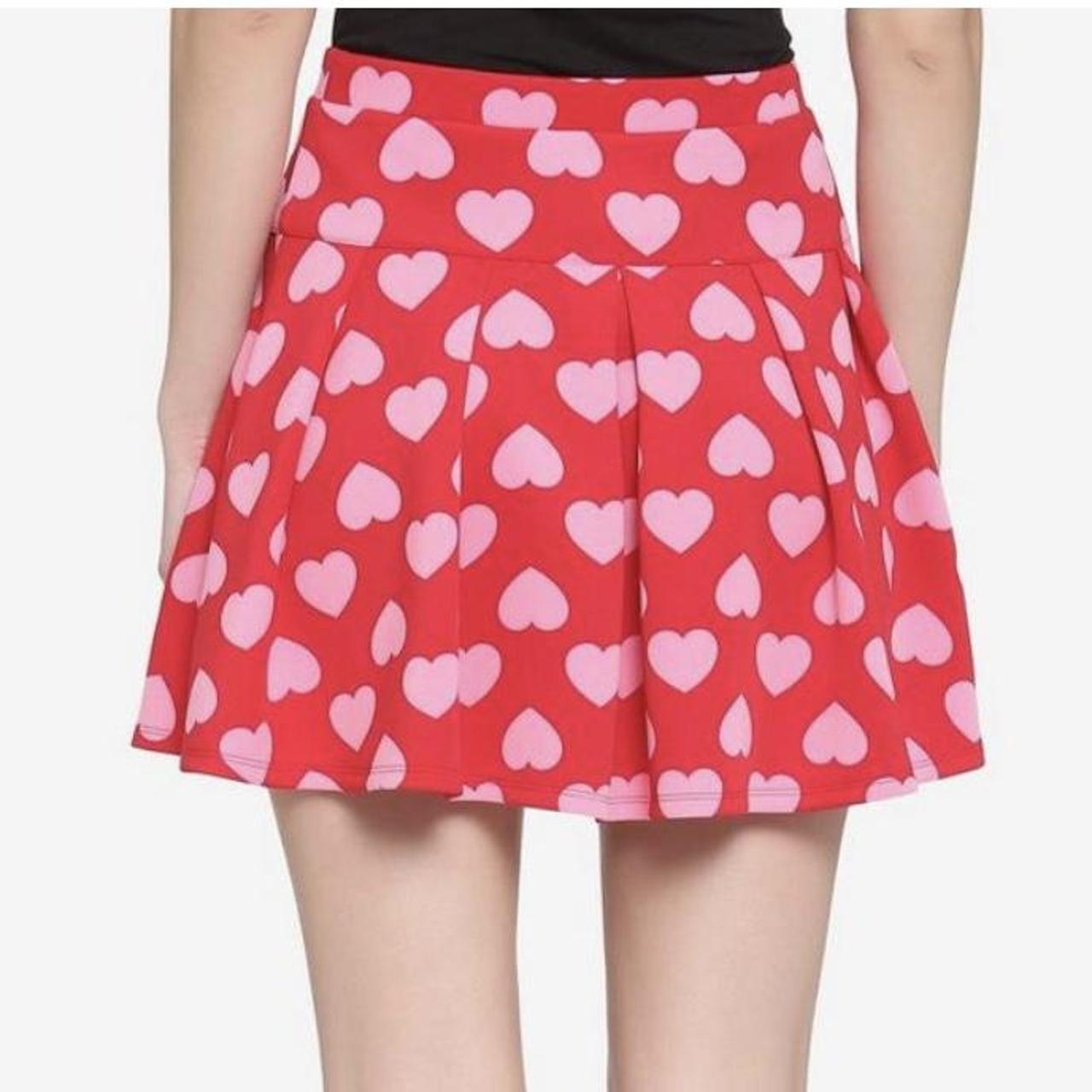 hot-topic-women-s-pink-and-red-skirt-depop