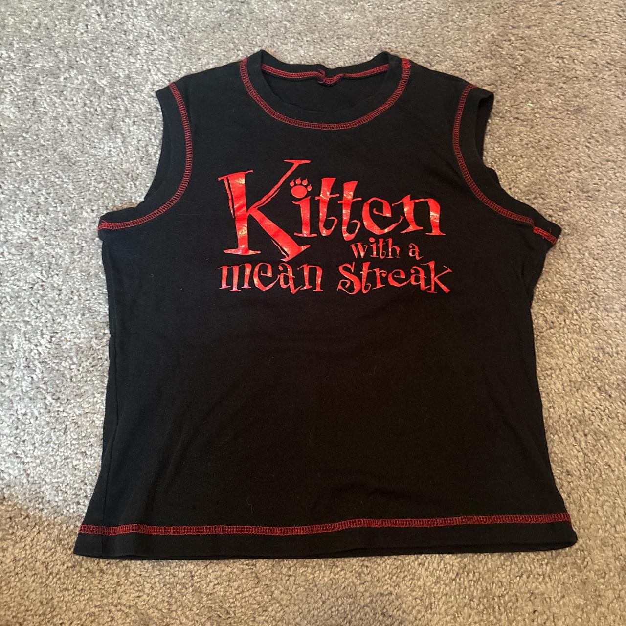 mighty fine doe vintage bad cat tank top the tag is... - Depop