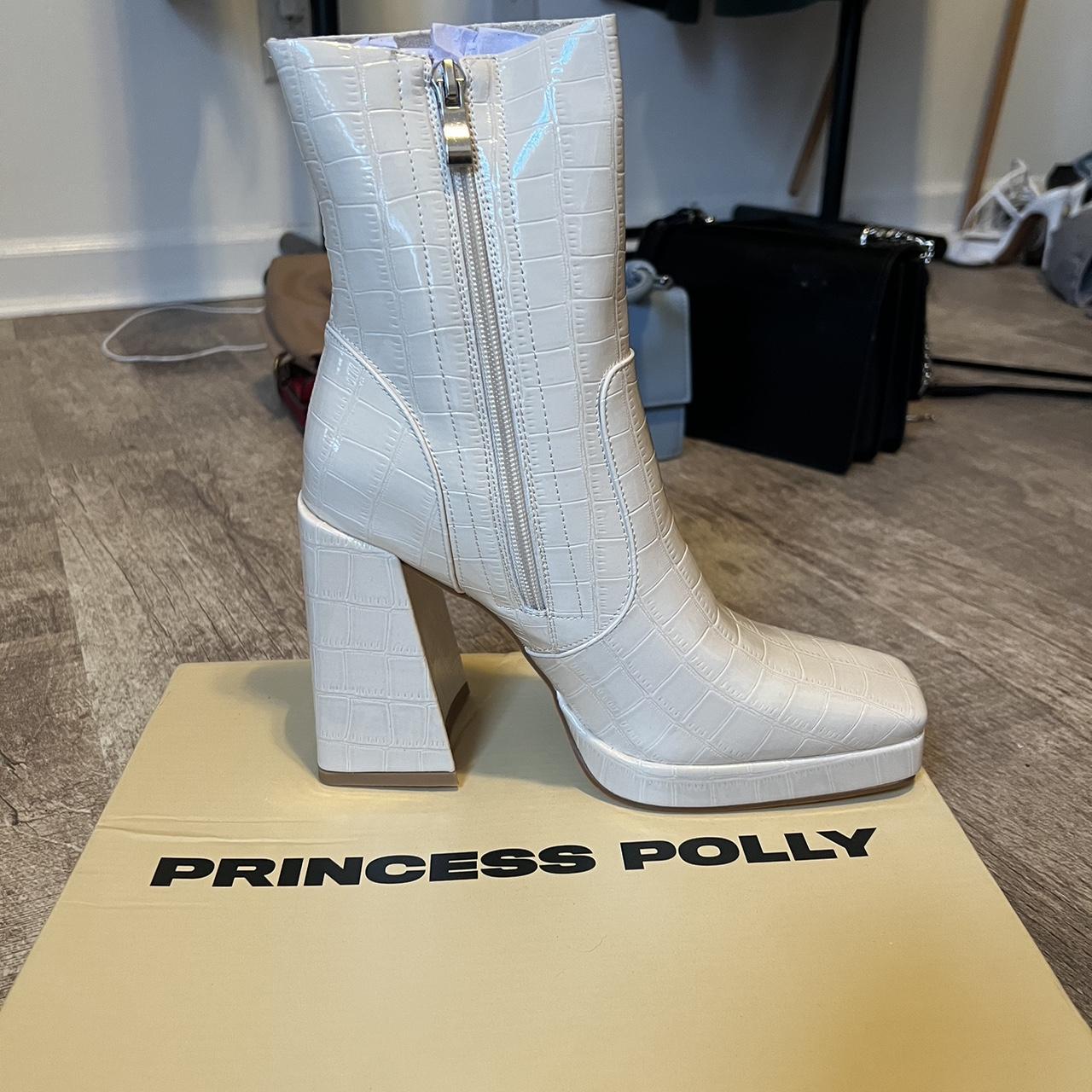Princess Polly Women's Cream Boots Depop