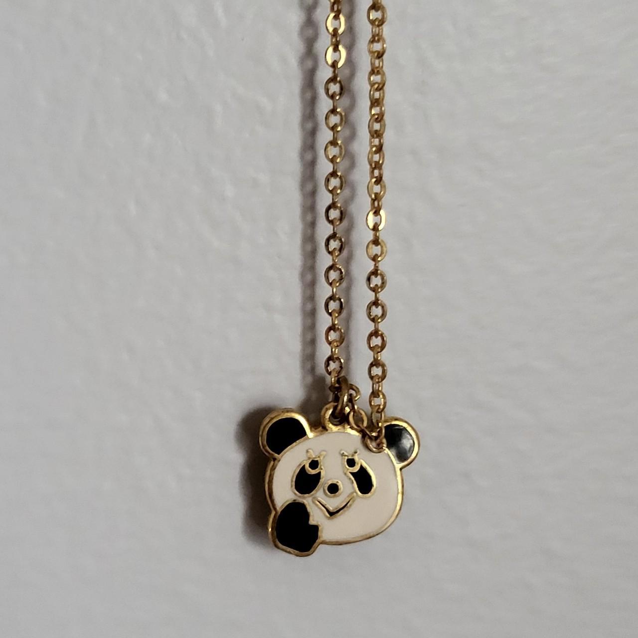 hysteric glamour tiny gold panda necklace, panda - Depop