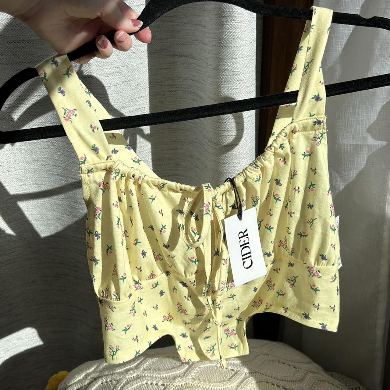 Cider Women's Yellow Croptop Depop