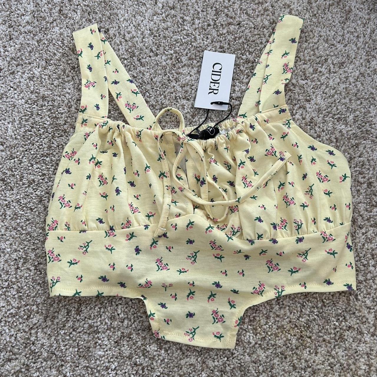 Cider Women's Yellow Croptop Depop