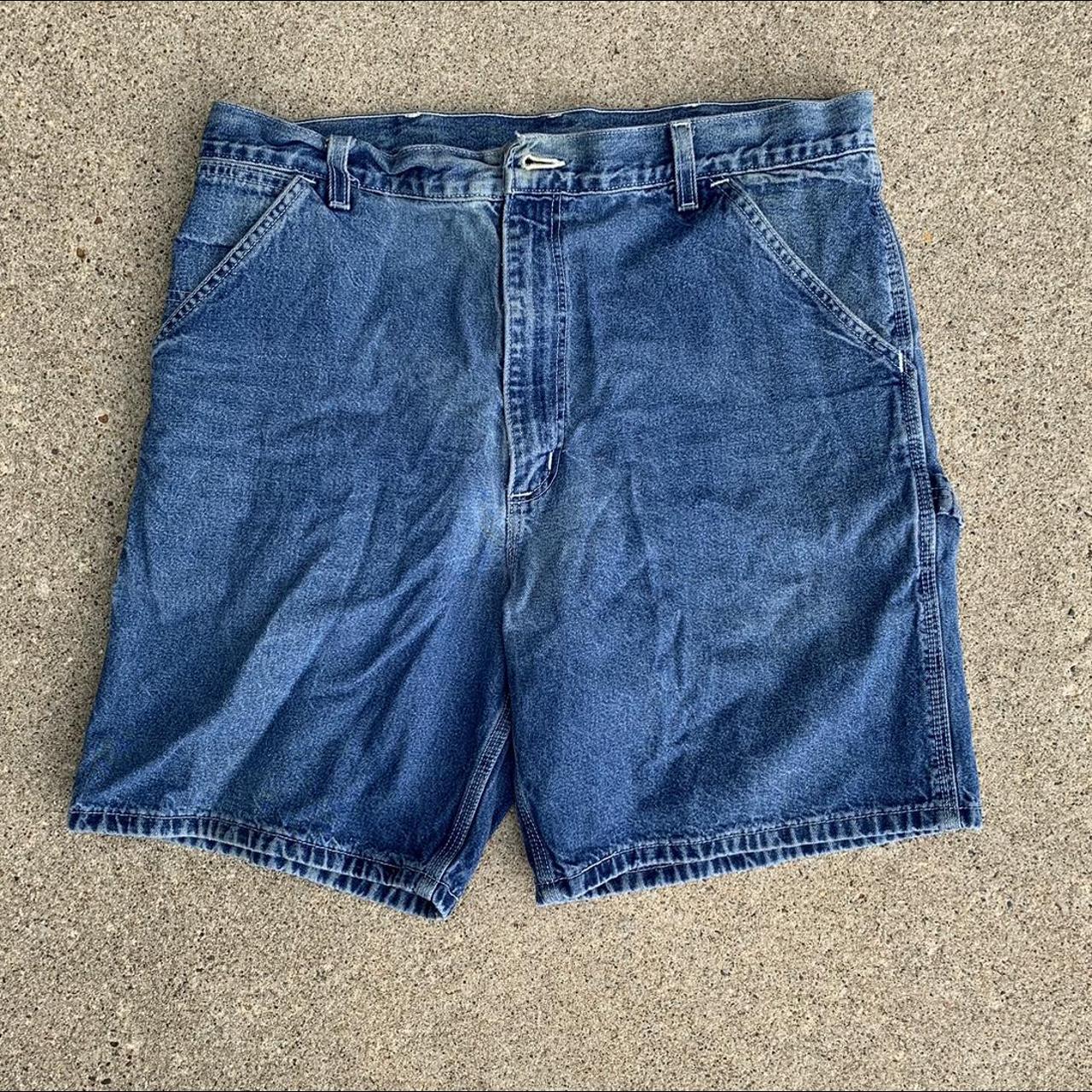 insane vintage CARHARTT jorts/jean shorts size: tag... - Depop