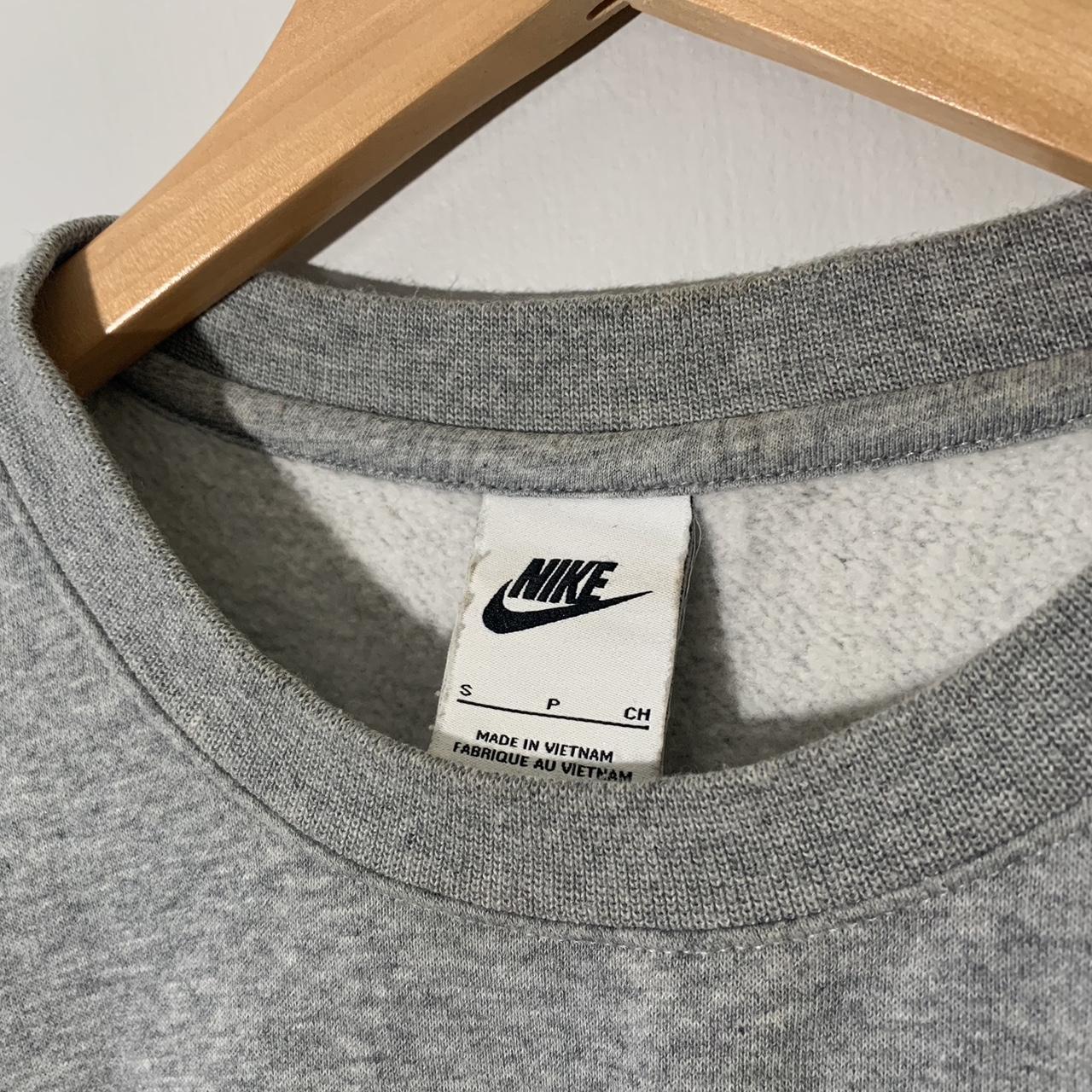grey embroidered nike crewneck size: S perfect... - Depop