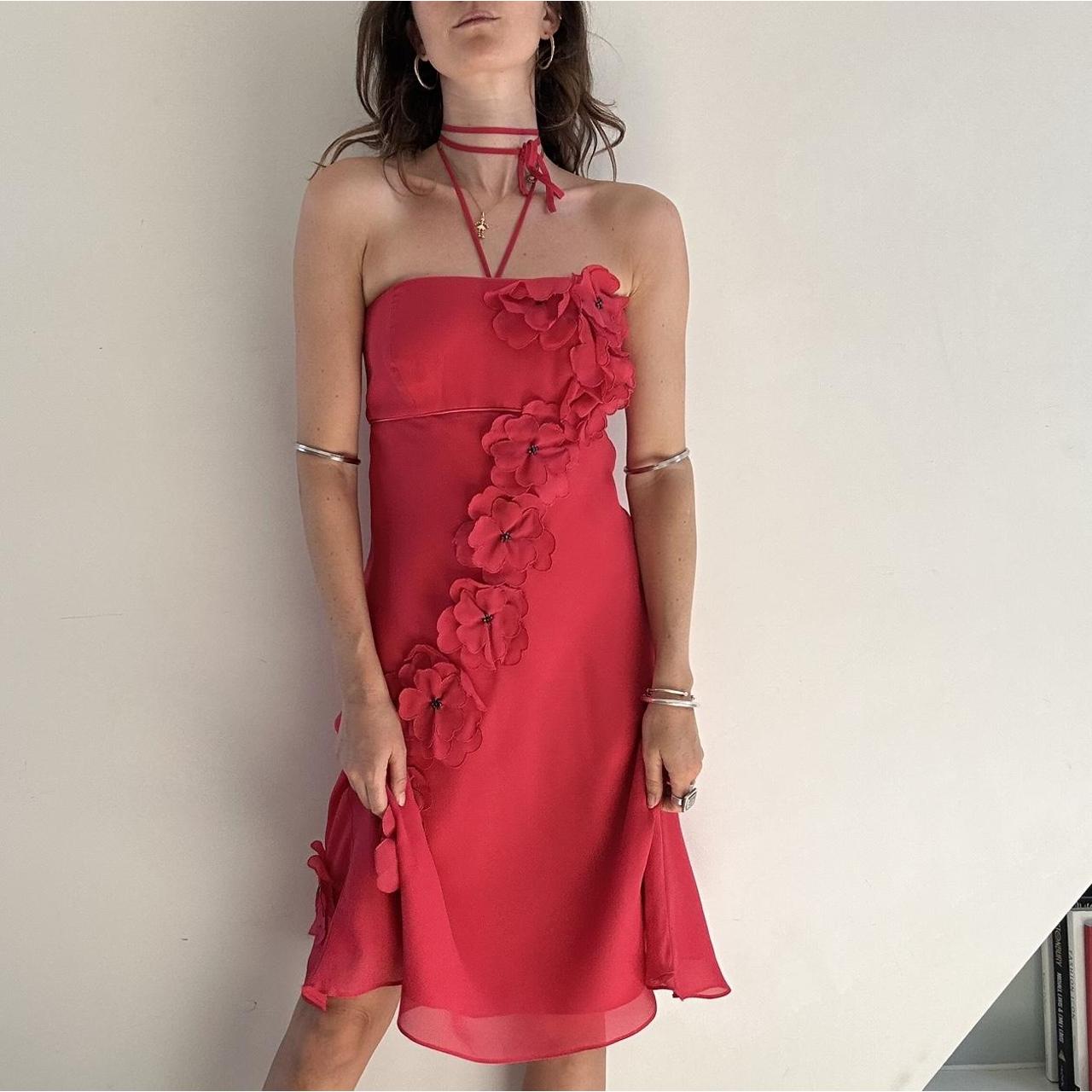 90s fanci club vibes pink dress with ribbon... Depop