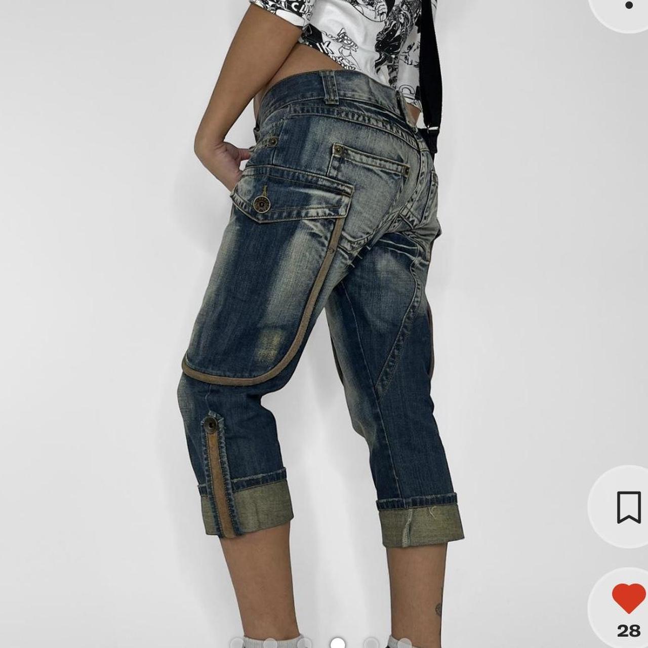 Y2k denim cargo capri pants Cropped jorts with - Depop