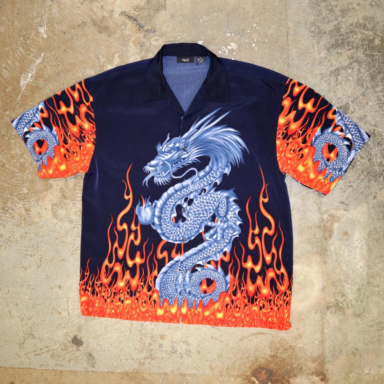 Rue 21 Dragon Flames Button-Up, Fits L or
