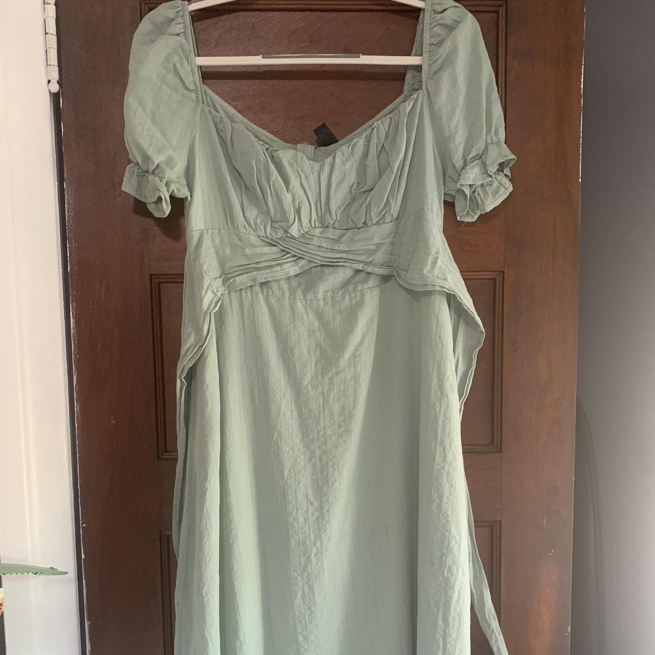 SHEIN sage green midi dress - size large worn once,... - Depop