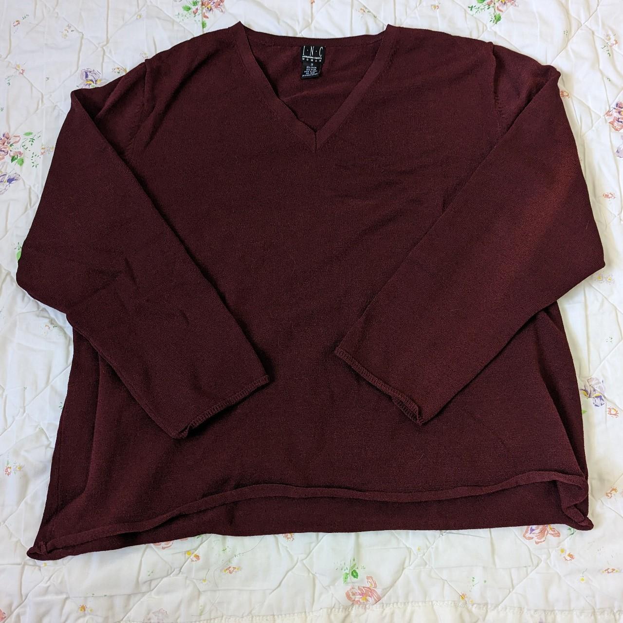 long sleeve v-neck burgundy top ️🌹 perfect for... - Depop