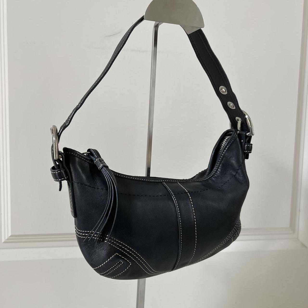 Authentic vintage coach shoulder bag Black leather... - Depop