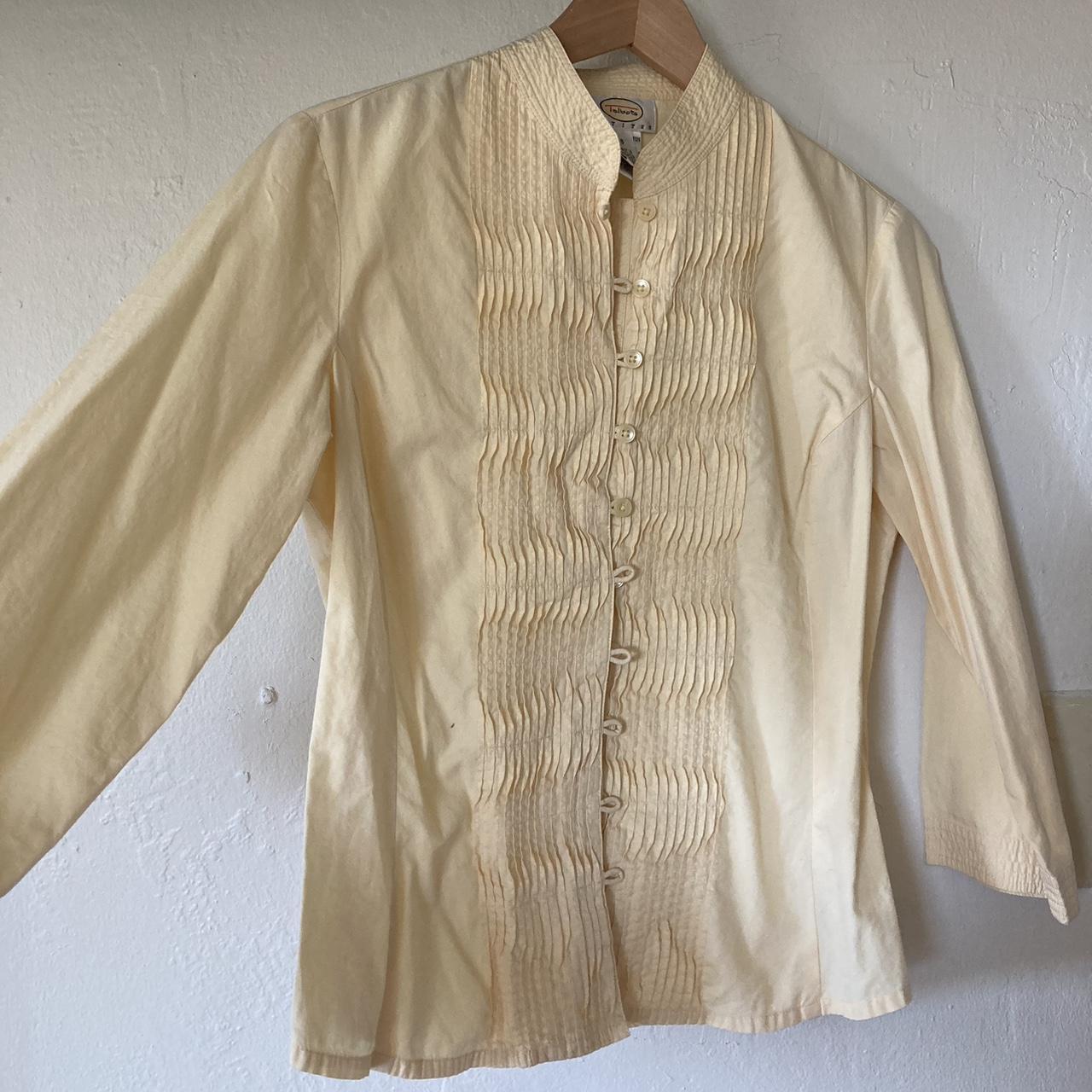 Talbots Women's Yellow and Cream Shirt | Depop