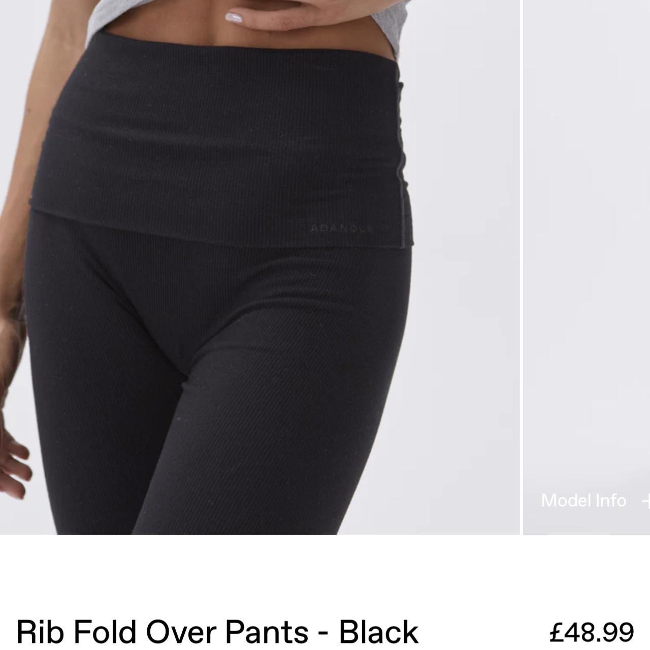 Rib Fold Over Pants - Black