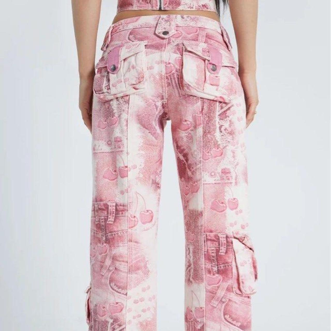 Jaded London x Omighty Pink Cherry Denim Corset and | Depop