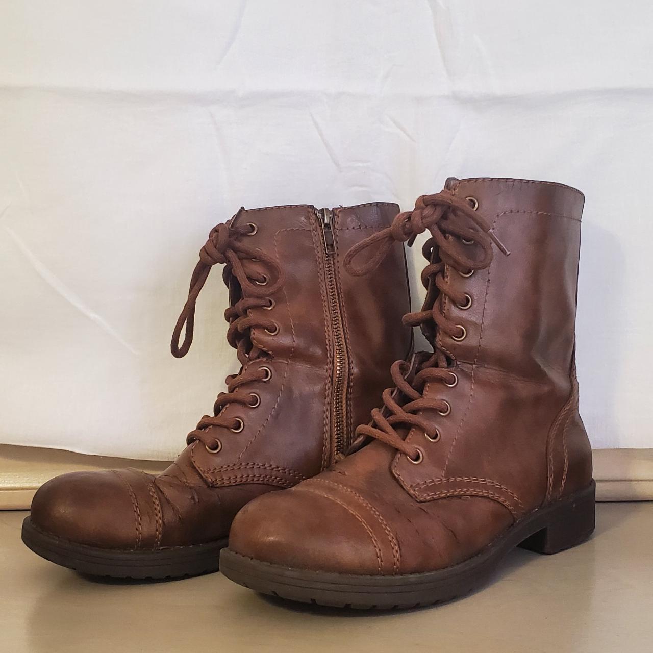 BRASH Brown Leather Boots US Women s 8.5 Distressed. Depop