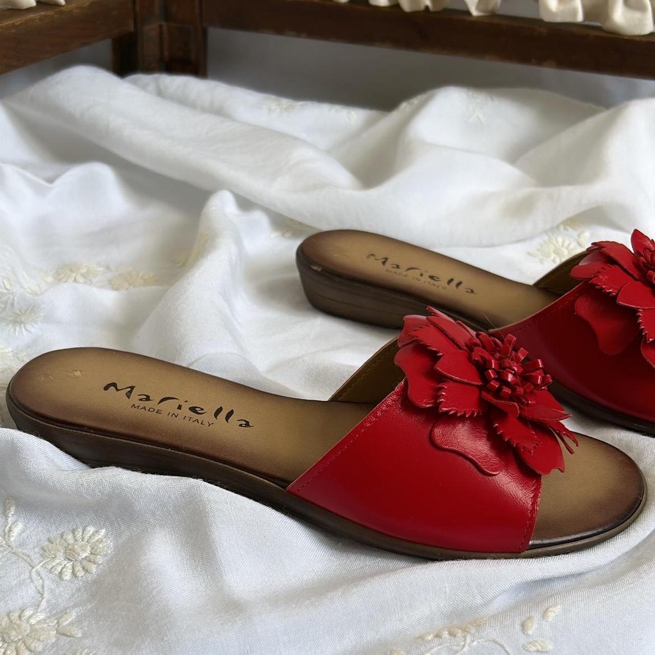 Women's Slides - Red - US 7 – Red leather slides … - image 2