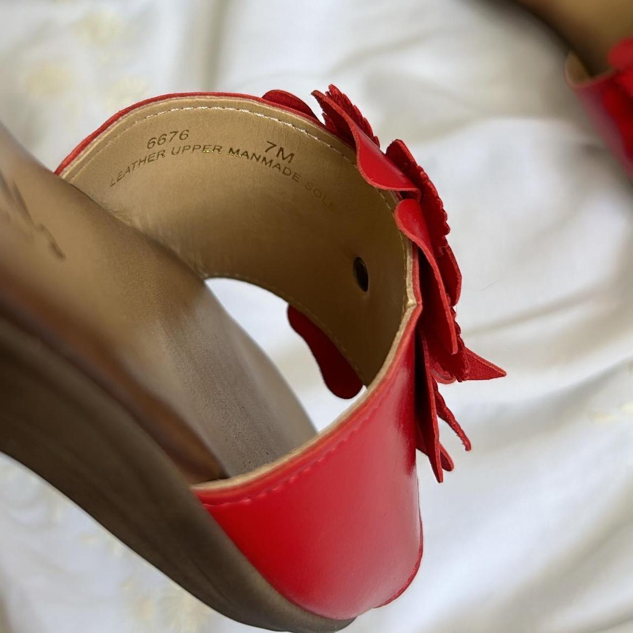 Women's Slides - Red - US 7 – Red leather slides … - image 8