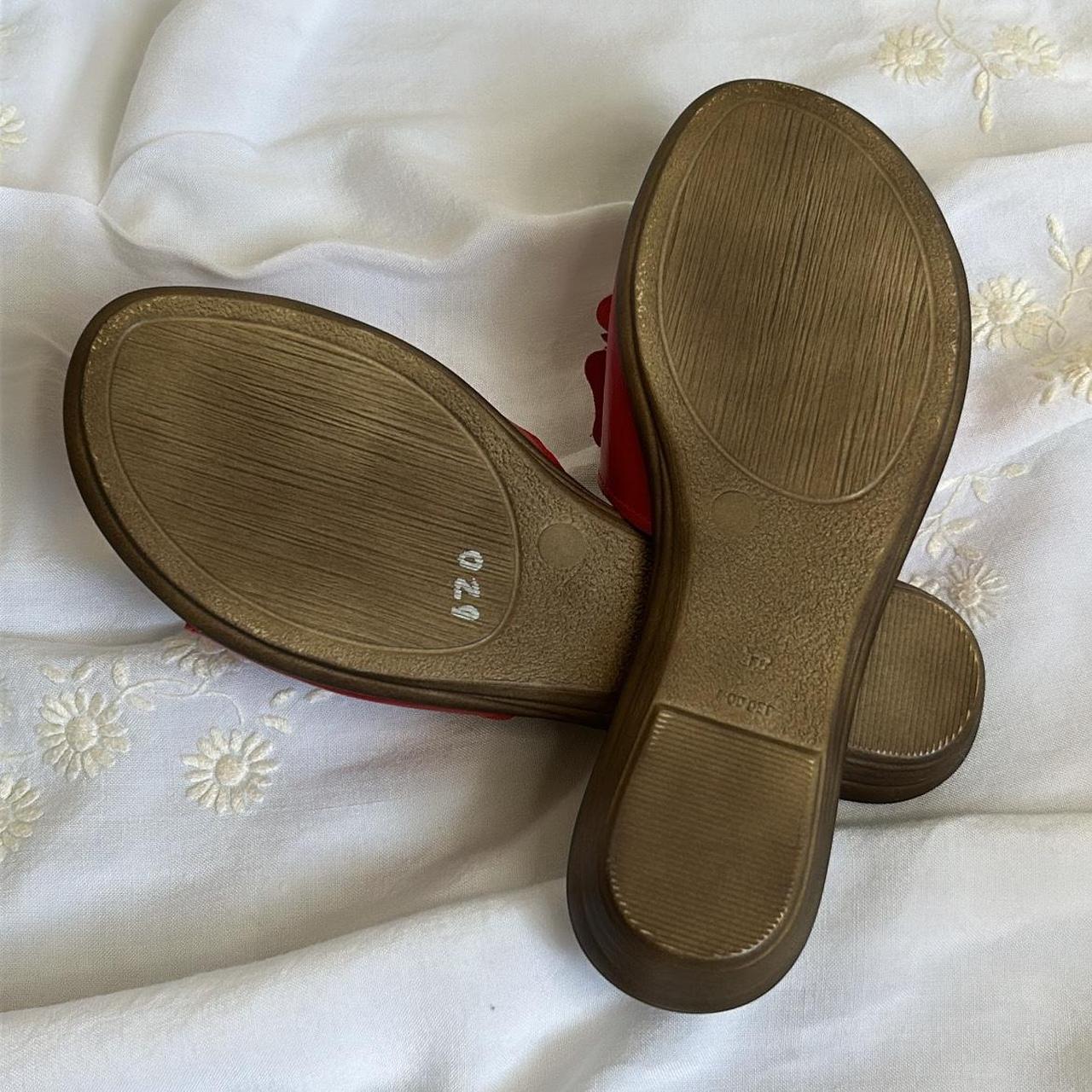 Women's Slides - Red - US 7 – Red leather slides … - image 7