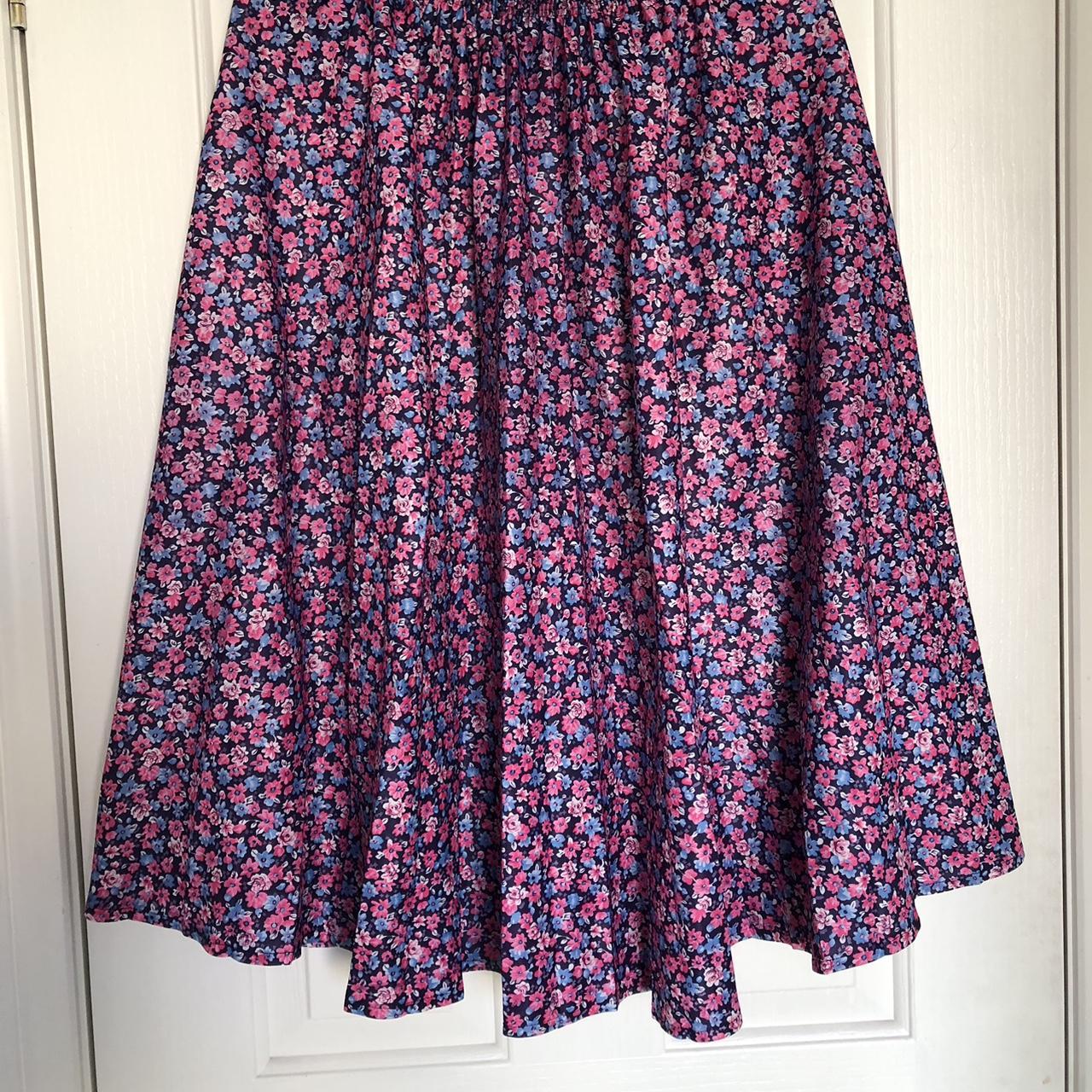 #vintage floral silky maxi midi skirt #70s size... - Depop