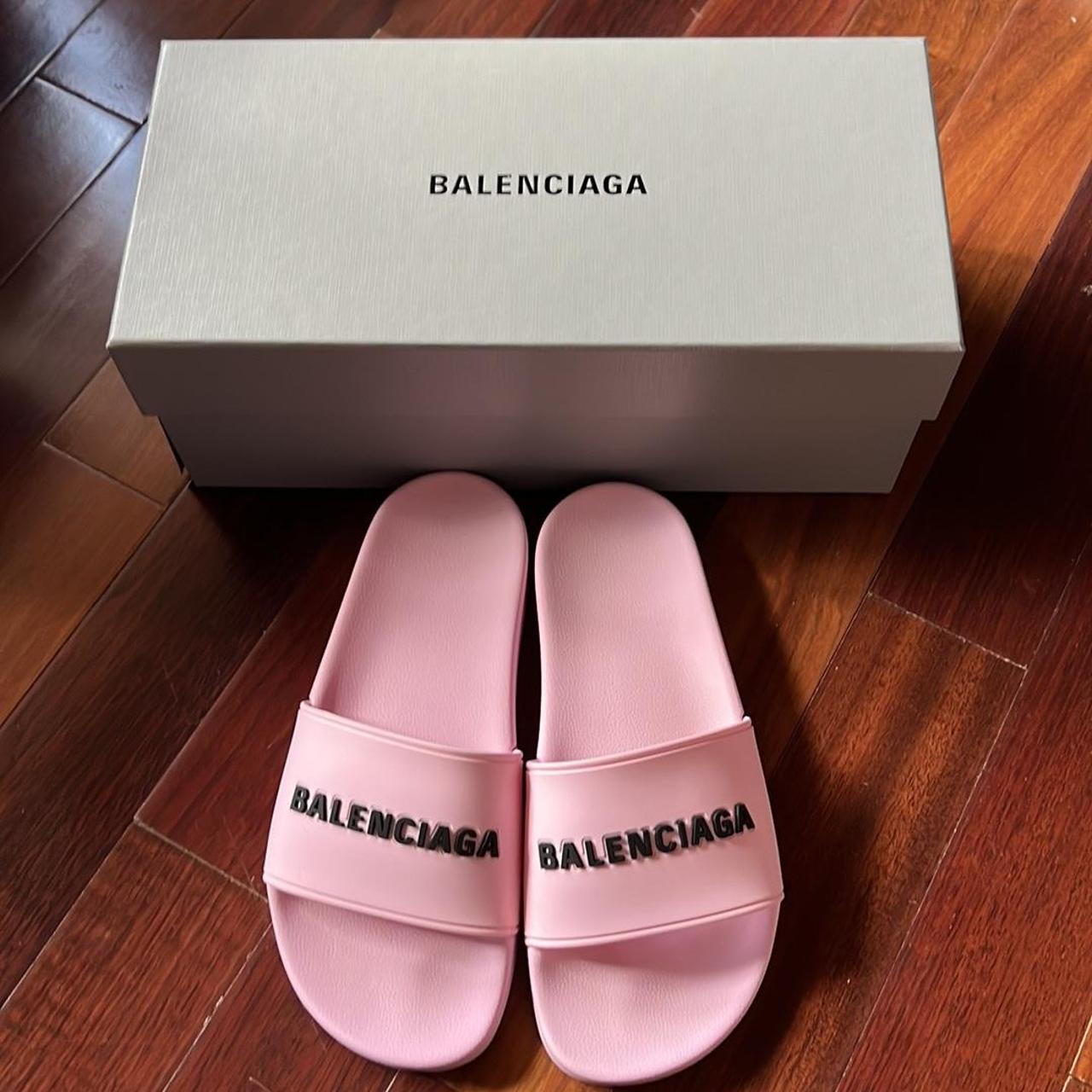 Balenciaga pink pool online slides