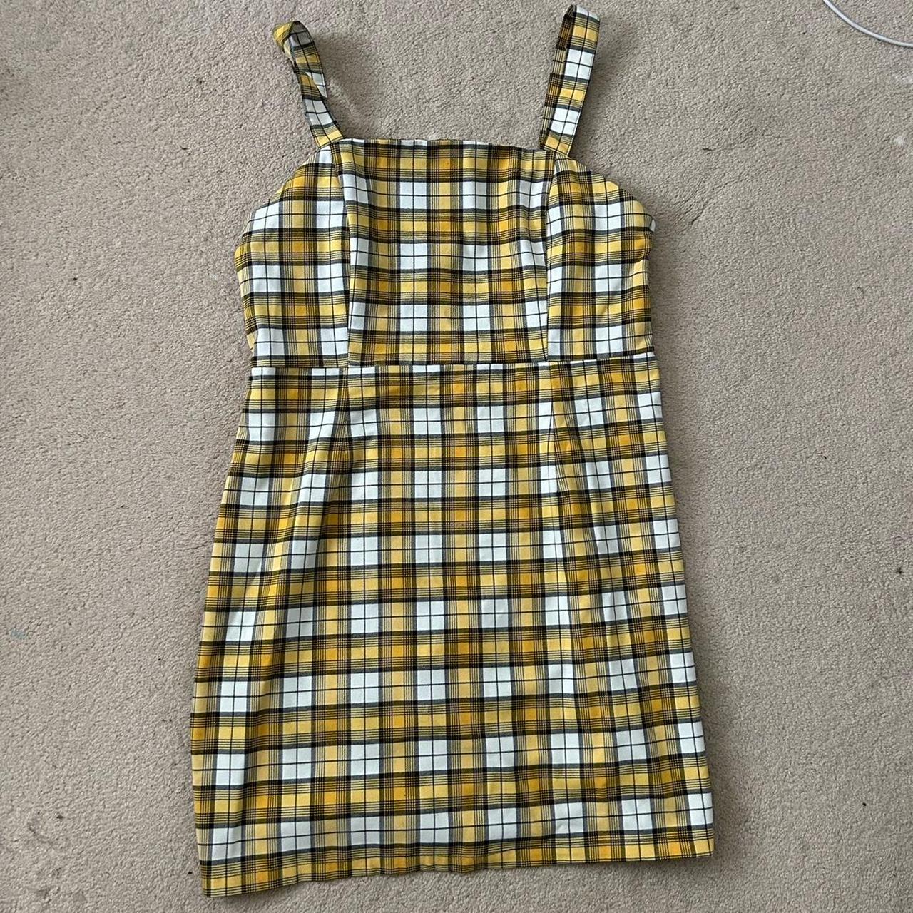 Yellow plaid hot sale dress h&m