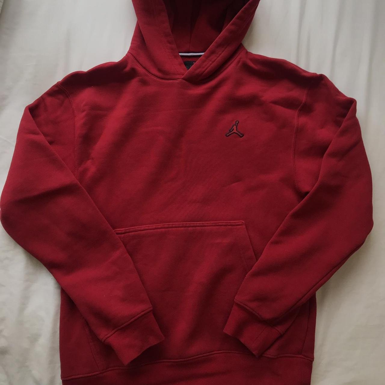 Red Jordan Hoodie Embroidered signature on... - Depop