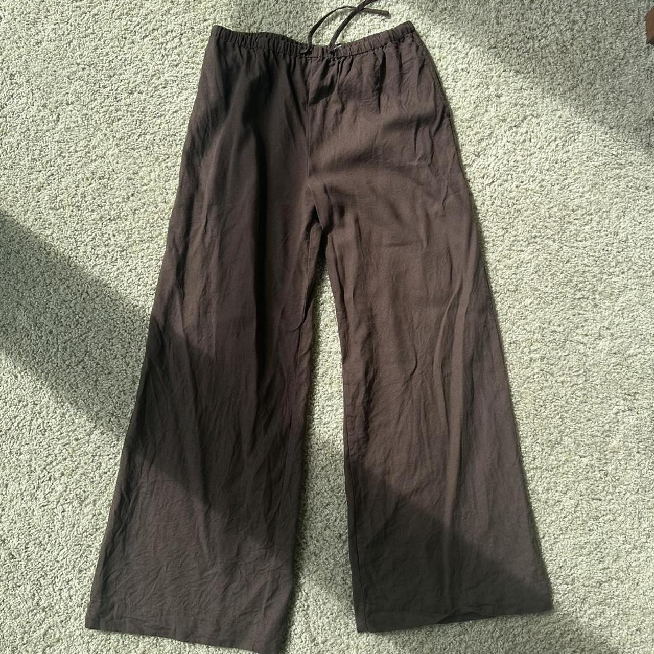 Glassons brown draw string linen pants size 10 AUS Depop