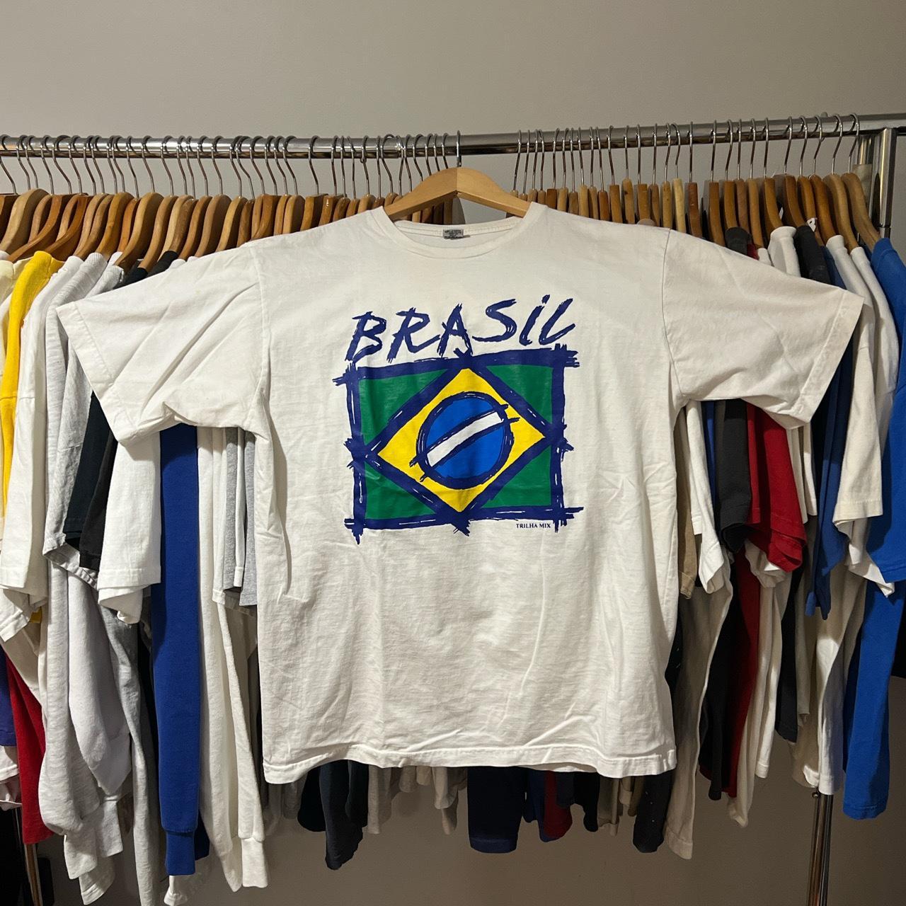 90s vintage Brazil flag vintage Tshirt Size... Depop
