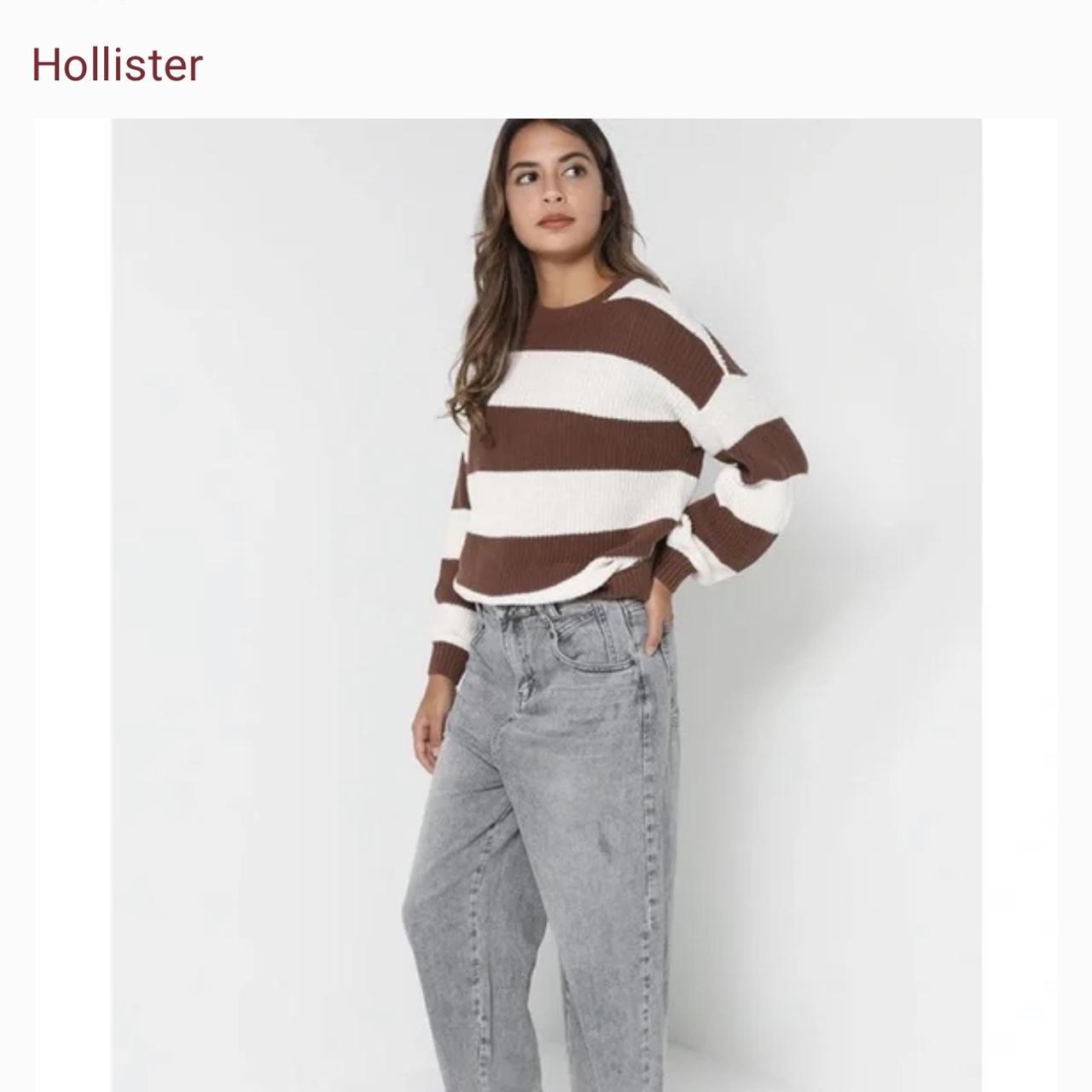 Hollister Brown Striped Sweater Brandy Melville - Depop