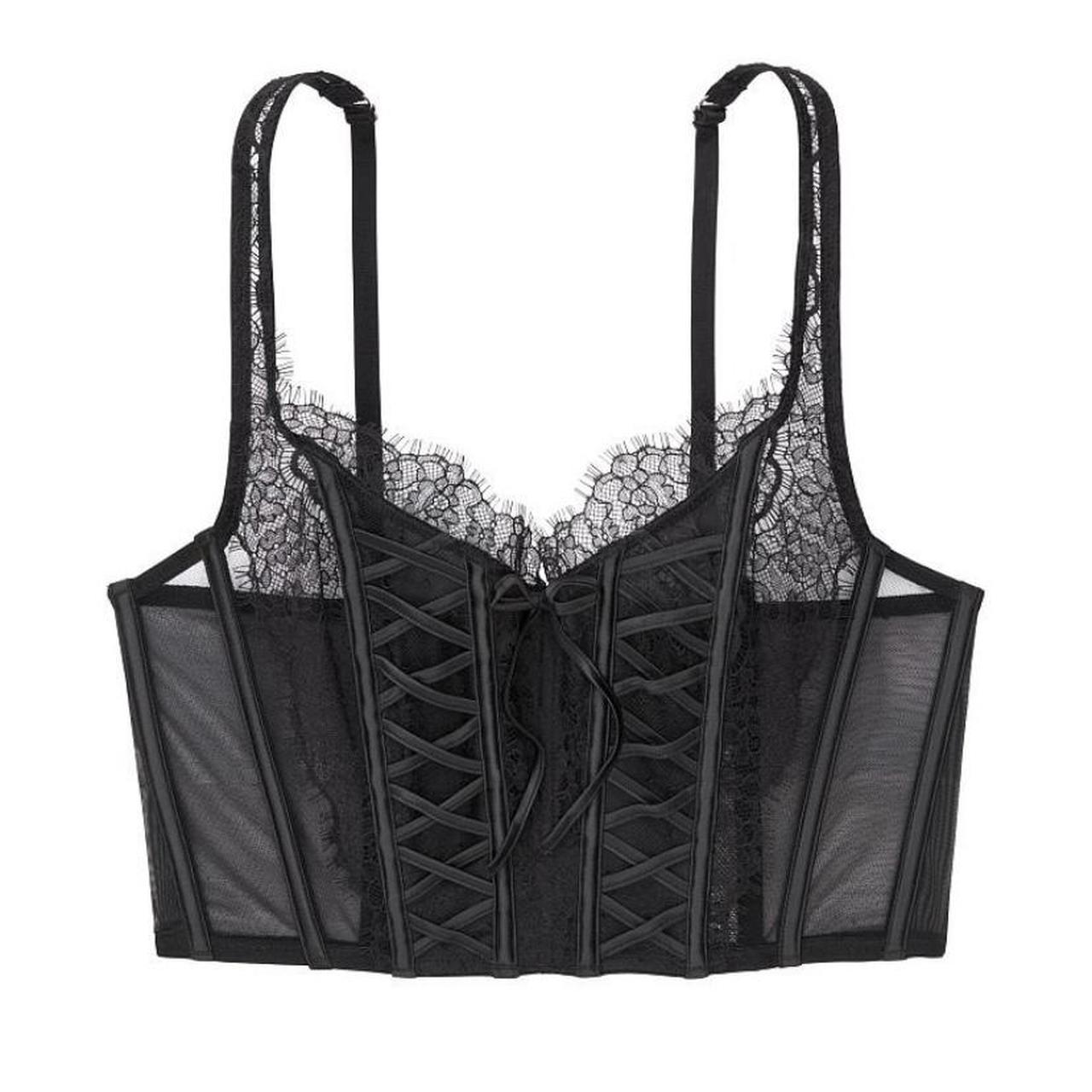 Victoria's Secretレア˚✧₊蝶ブラックCrop Top Victoria's Secret Black Rhinestone Embellished Bustier