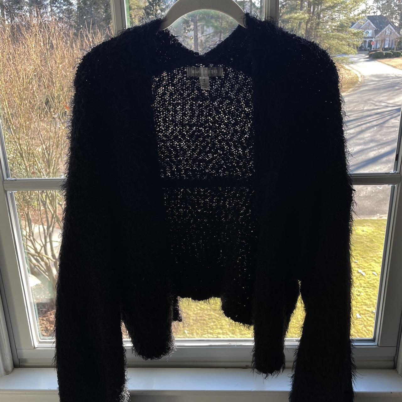 Urban outfitters black fuzzy cardigan Depop