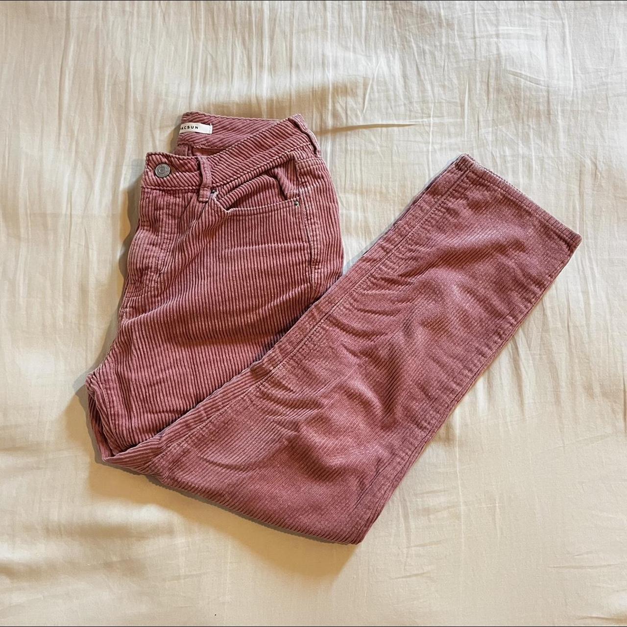 Pacsun pink corduroy mom jeans size 25. Small rip... Depop